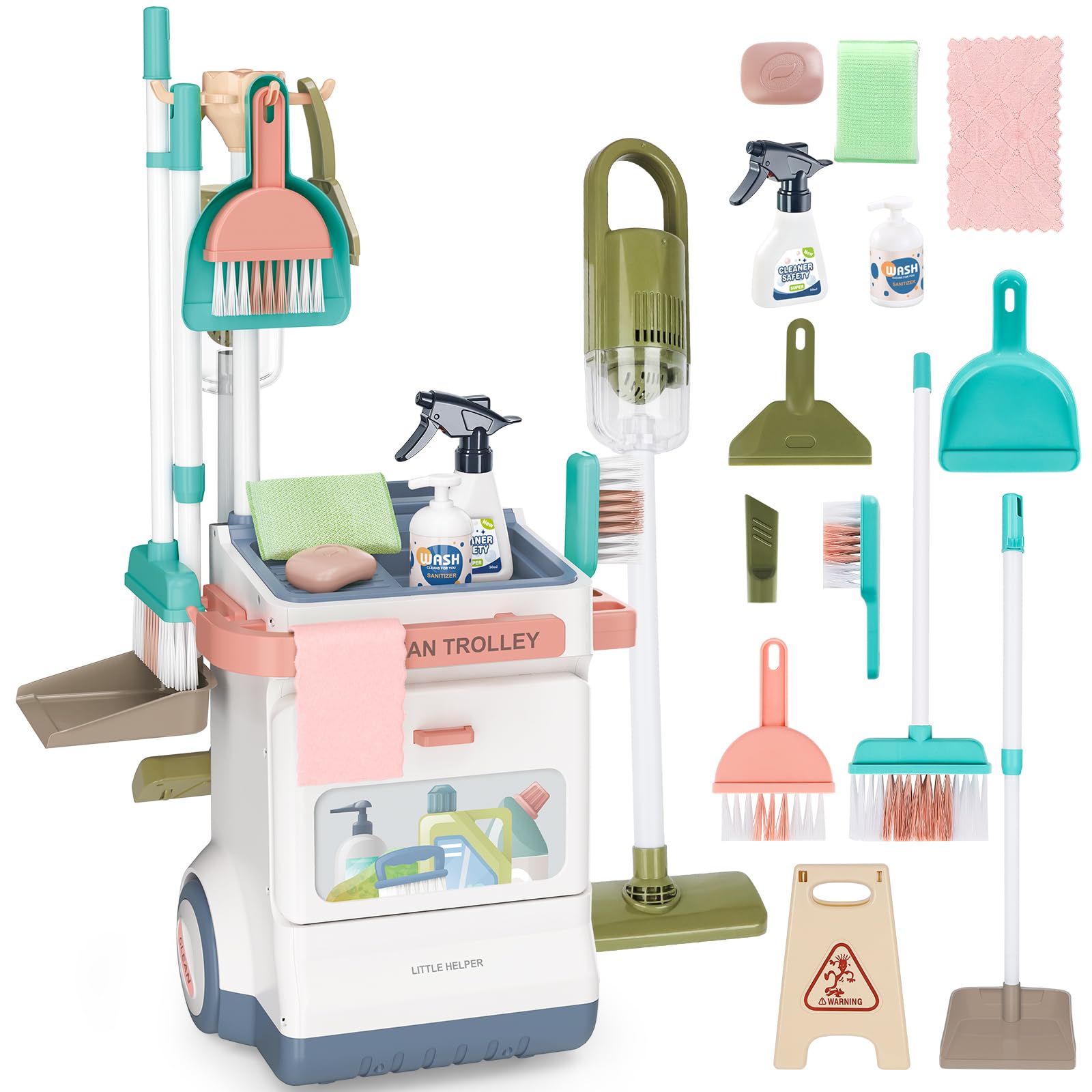 deAO Passeggino per la Pulizia con Scopa e Aspirapolvere