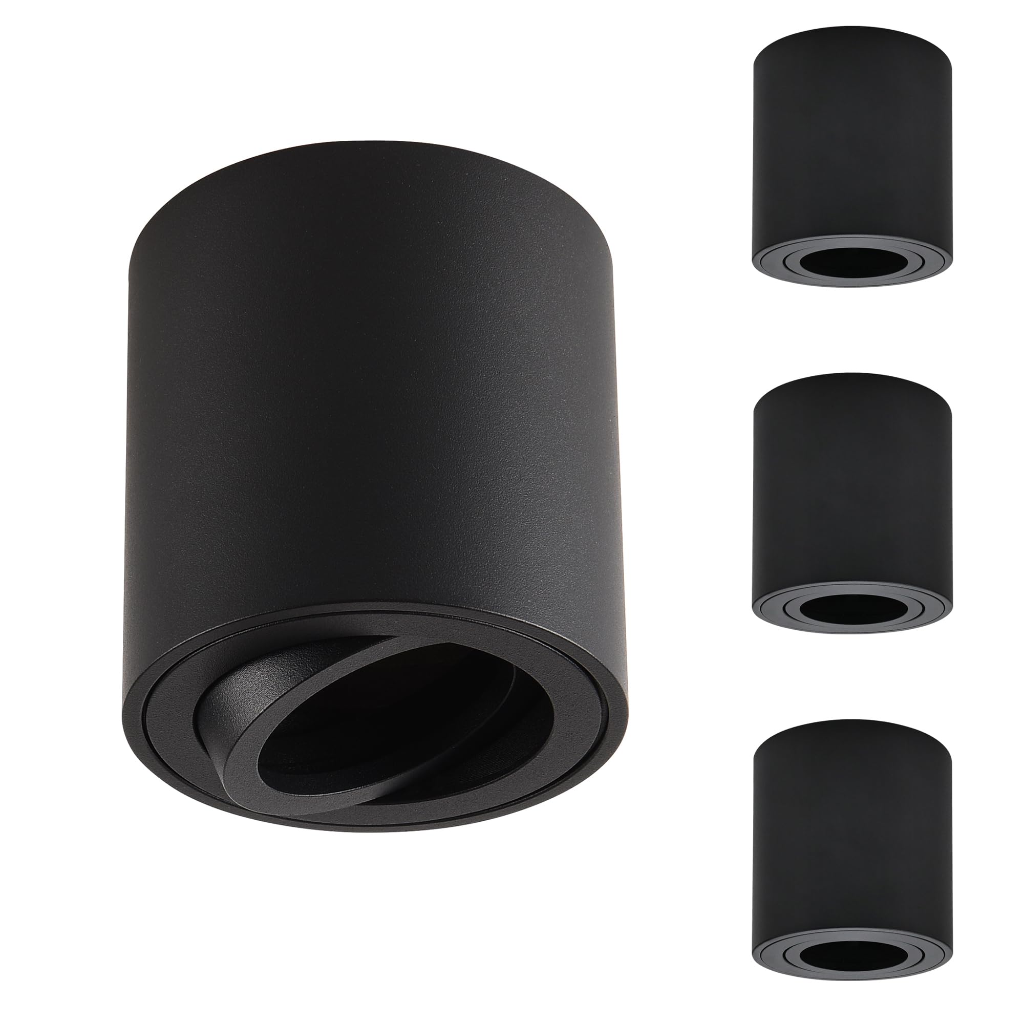 Faretto da Soffitto Orientabile Nero 4 Pcs GU10