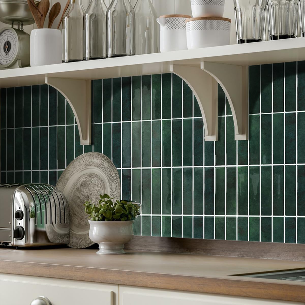 Commomy Piastrelle Adesive Cucina Bagno Verde Foresta - immagine 2