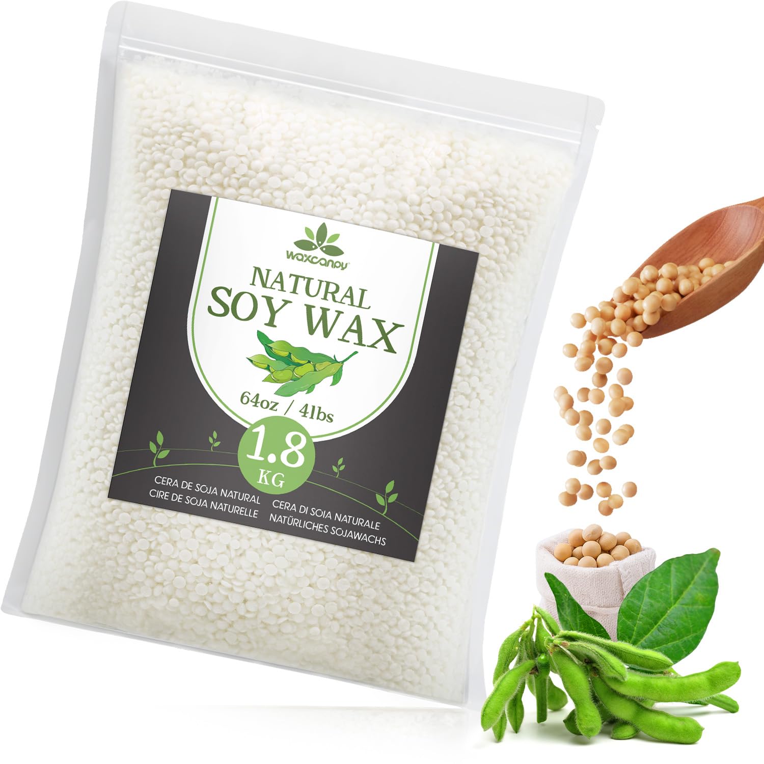 Waxcanpy Cera di Soia per Candele Fai Da Te 1.8kg