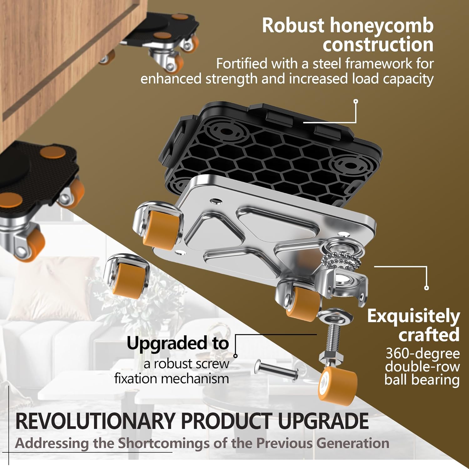 Oneon Set Pro per Spostamento Mobili con Ruote TPE - immagine 4