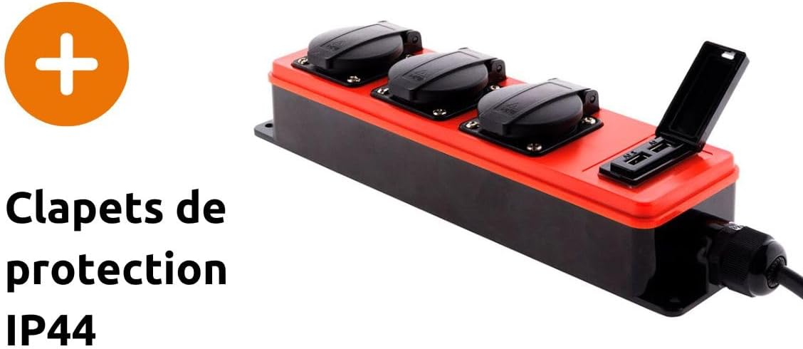 Zenitech - Multipresa Stagna 3 Prese con 2 USB - immagine 4