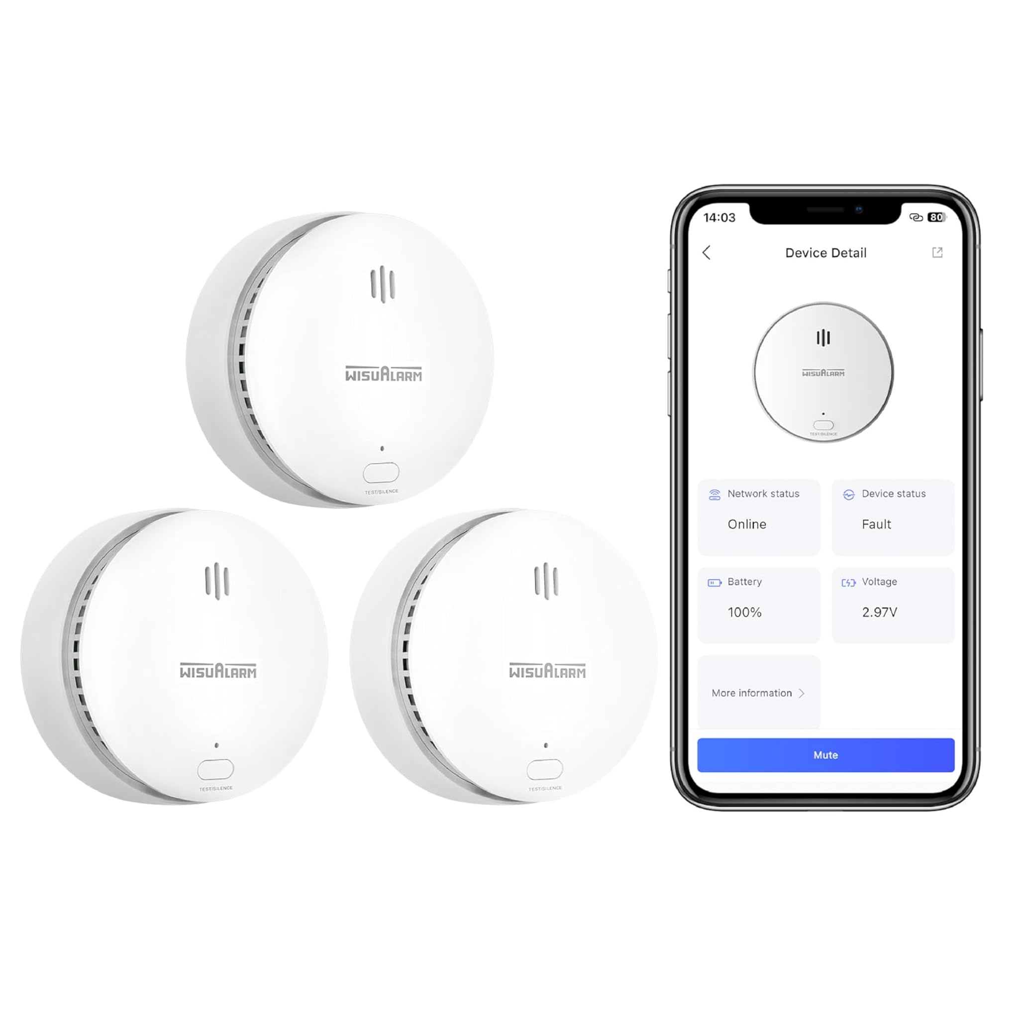 Rilevatore Fumo WiFi con Batteria Sostituibile (3 pz)