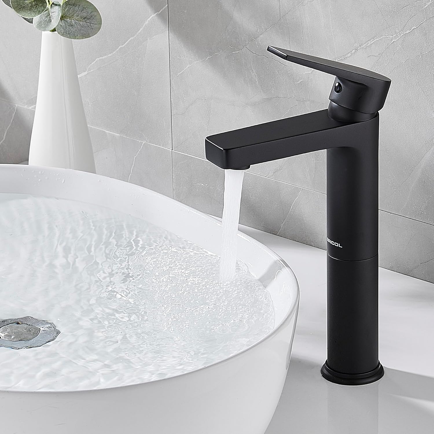 Gricol Rubinetto Lavabo Maniglia Quadrata Ottone Cromo Nero - immagine 2