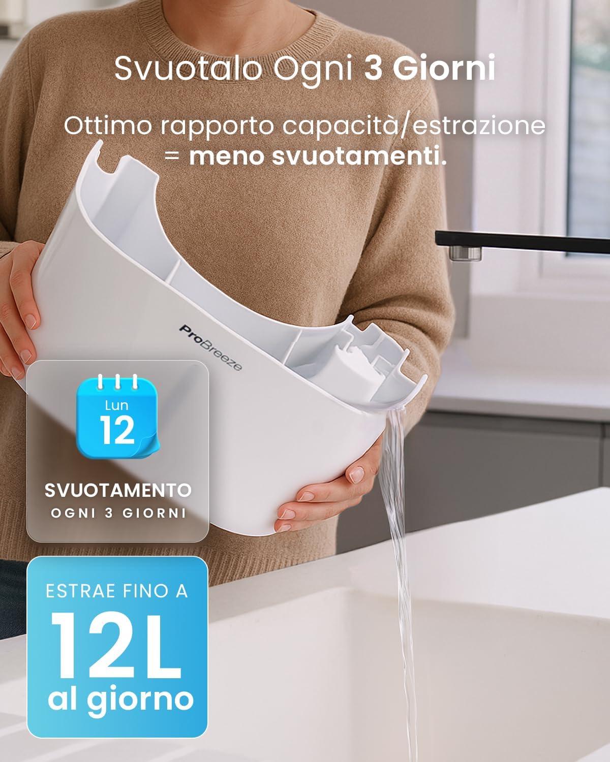 Pro Breeze Deumidificatore Smart 12L/Die Eco - immagine 5