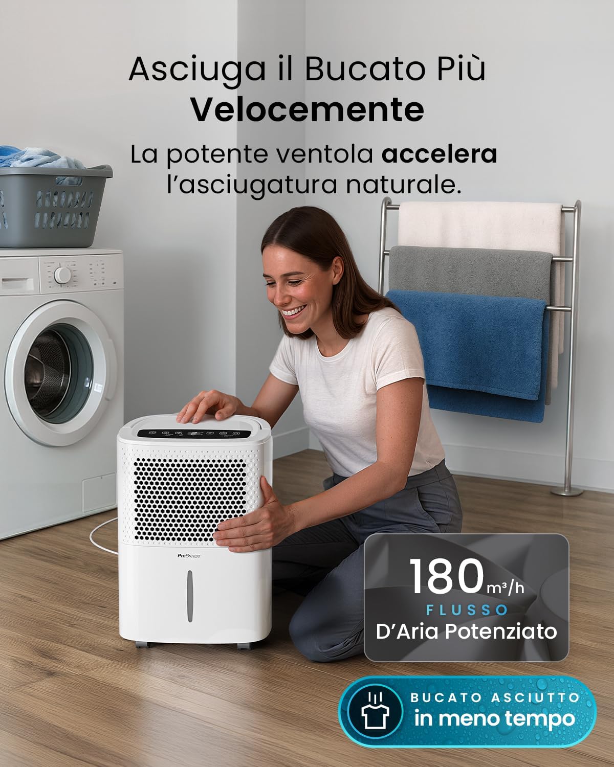 Pro Breeze Deumidificatore Smart 12L/Die Eco - immagine 6
