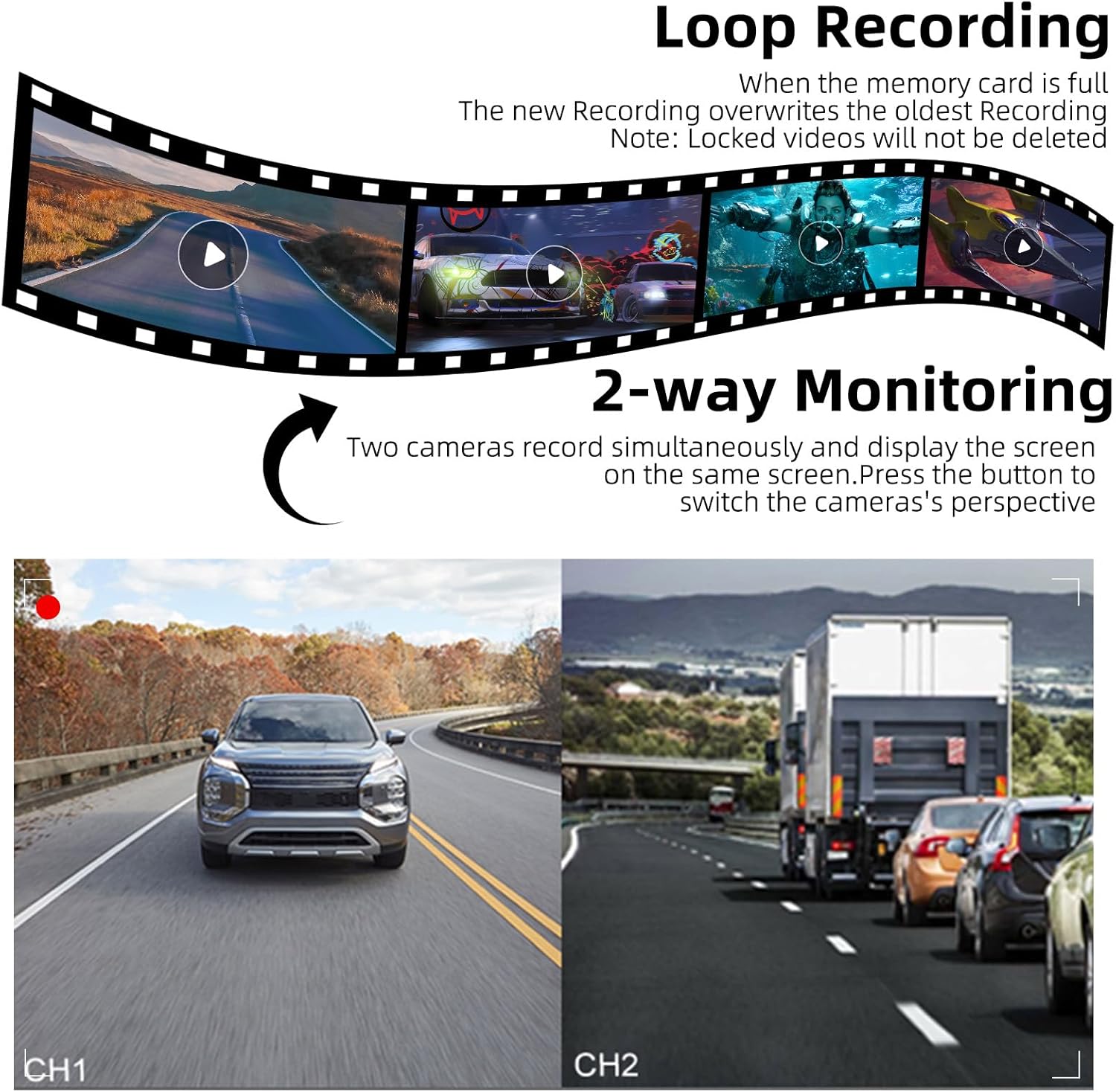 Camecho DVR Kit Telecamera Retromarcia Wireless 10'' IPS - immagine 5