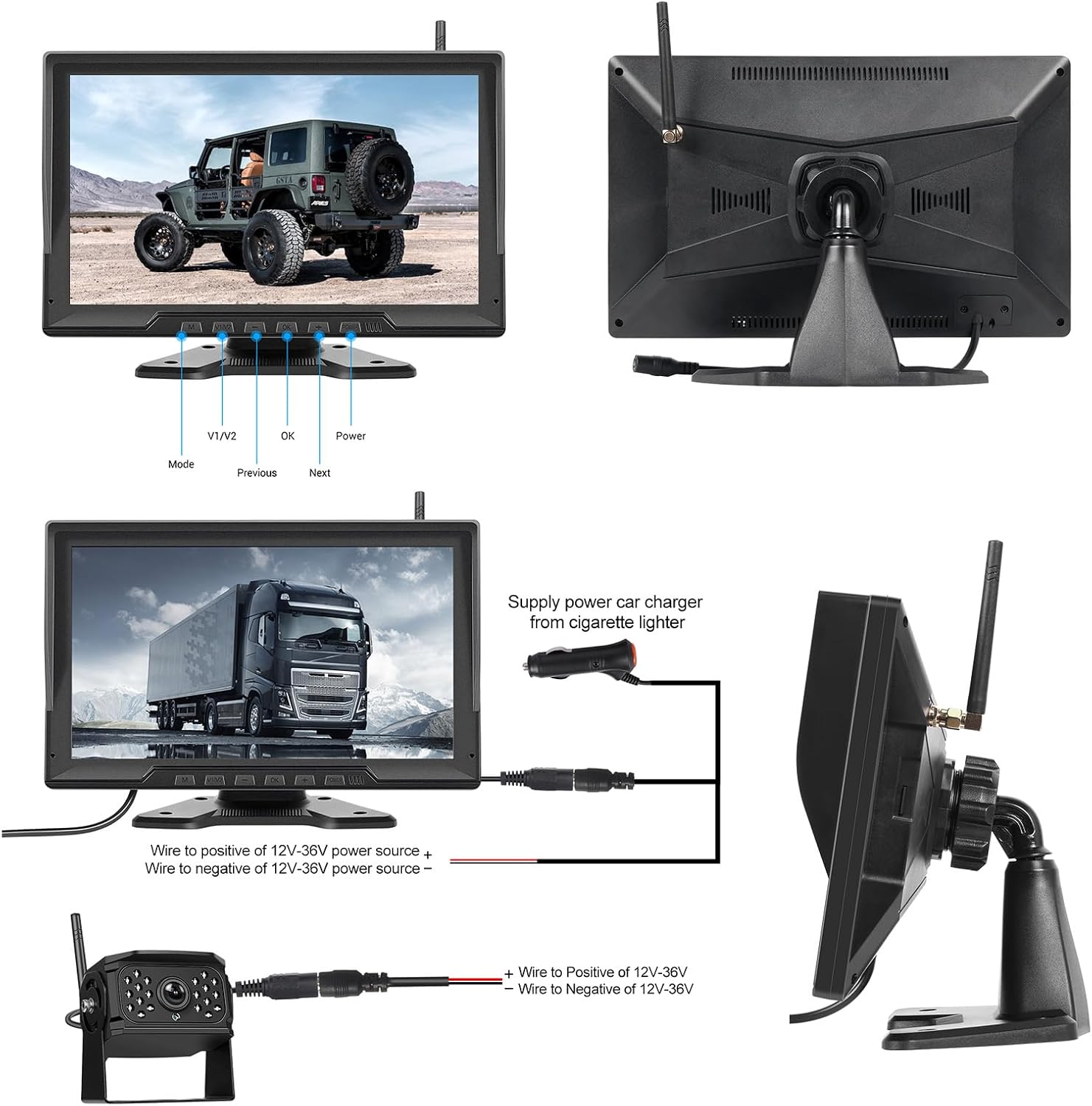 Camecho DVR Kit Telecamera Retromarcia Wireless 10'' IPS - immagine 6