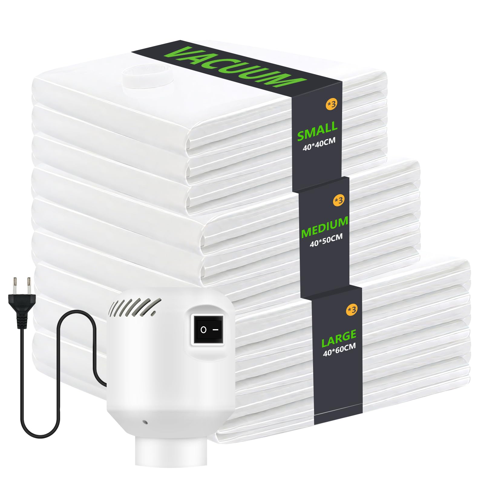 Sacchi Sottovuoto Vestiti con Pompa Elettrica, 9 Pezzi