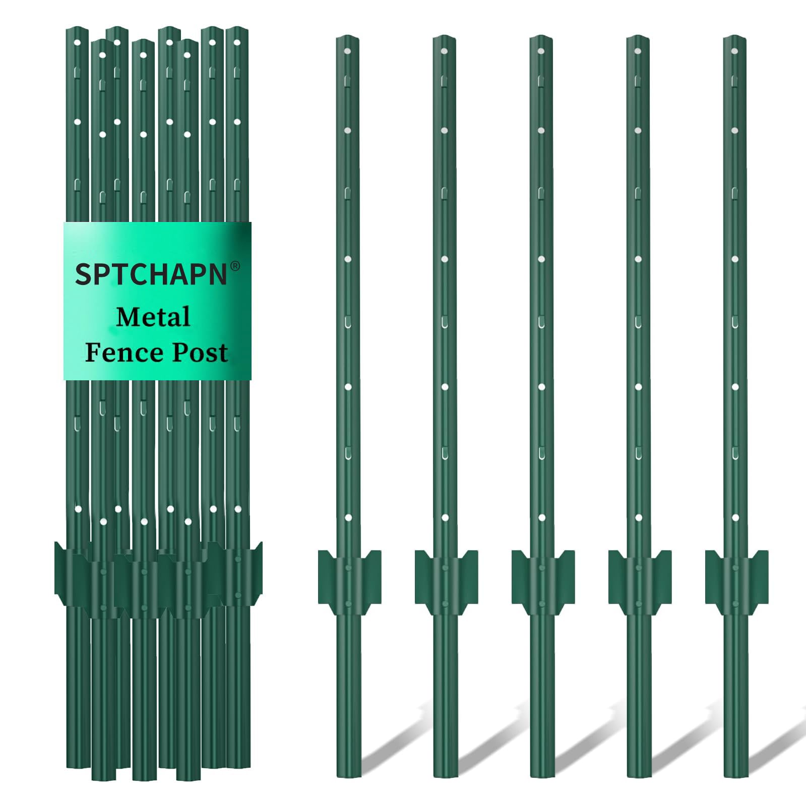 Sptchapn Pali per Recinzione in Metallo 90cm, Verde (10 pz)