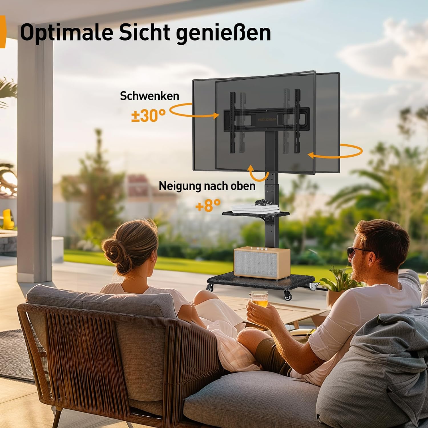 Perlegear Supporto TV Mobile con Ruote 32-75 pollici - immagine 5