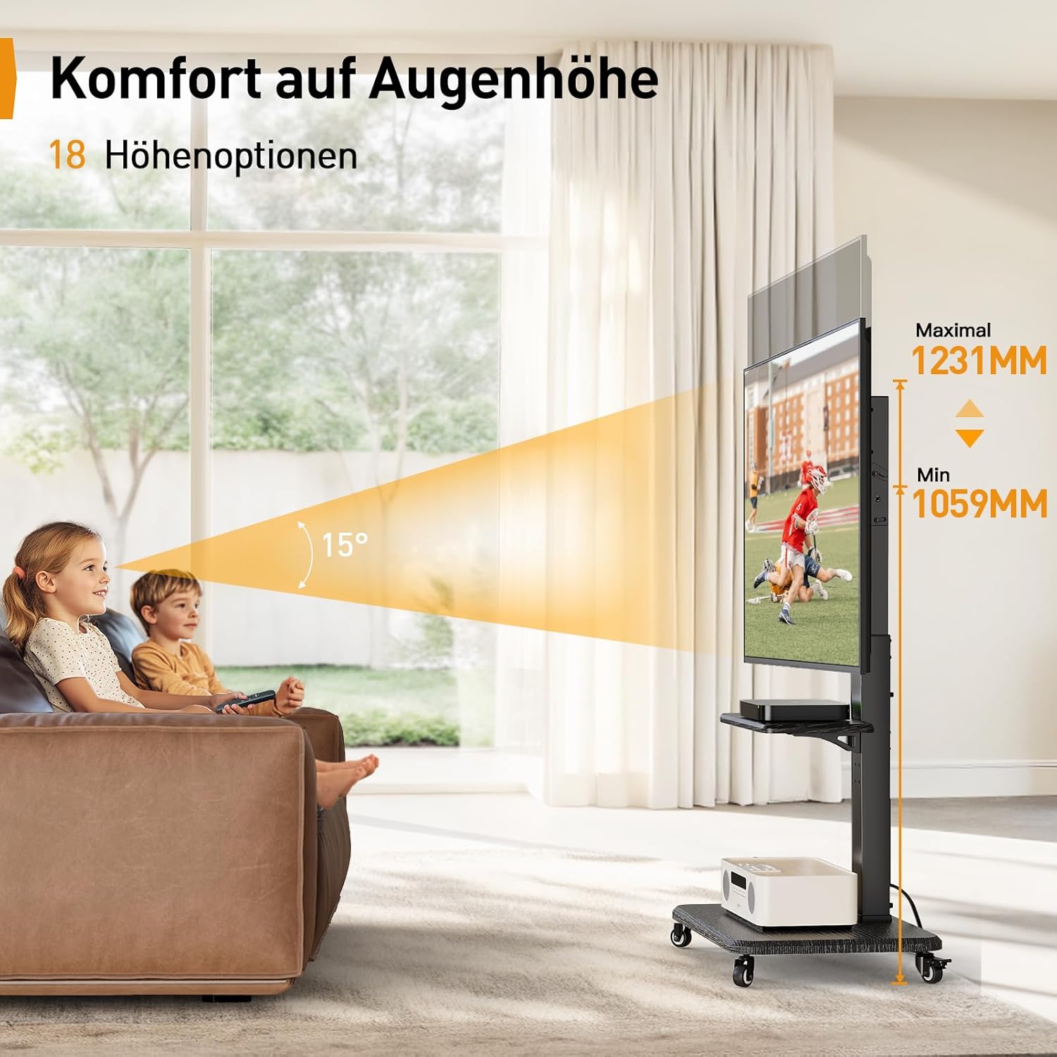 Perlegear Supporto TV Mobile con Ruote 32-75 pollici - immagine 6