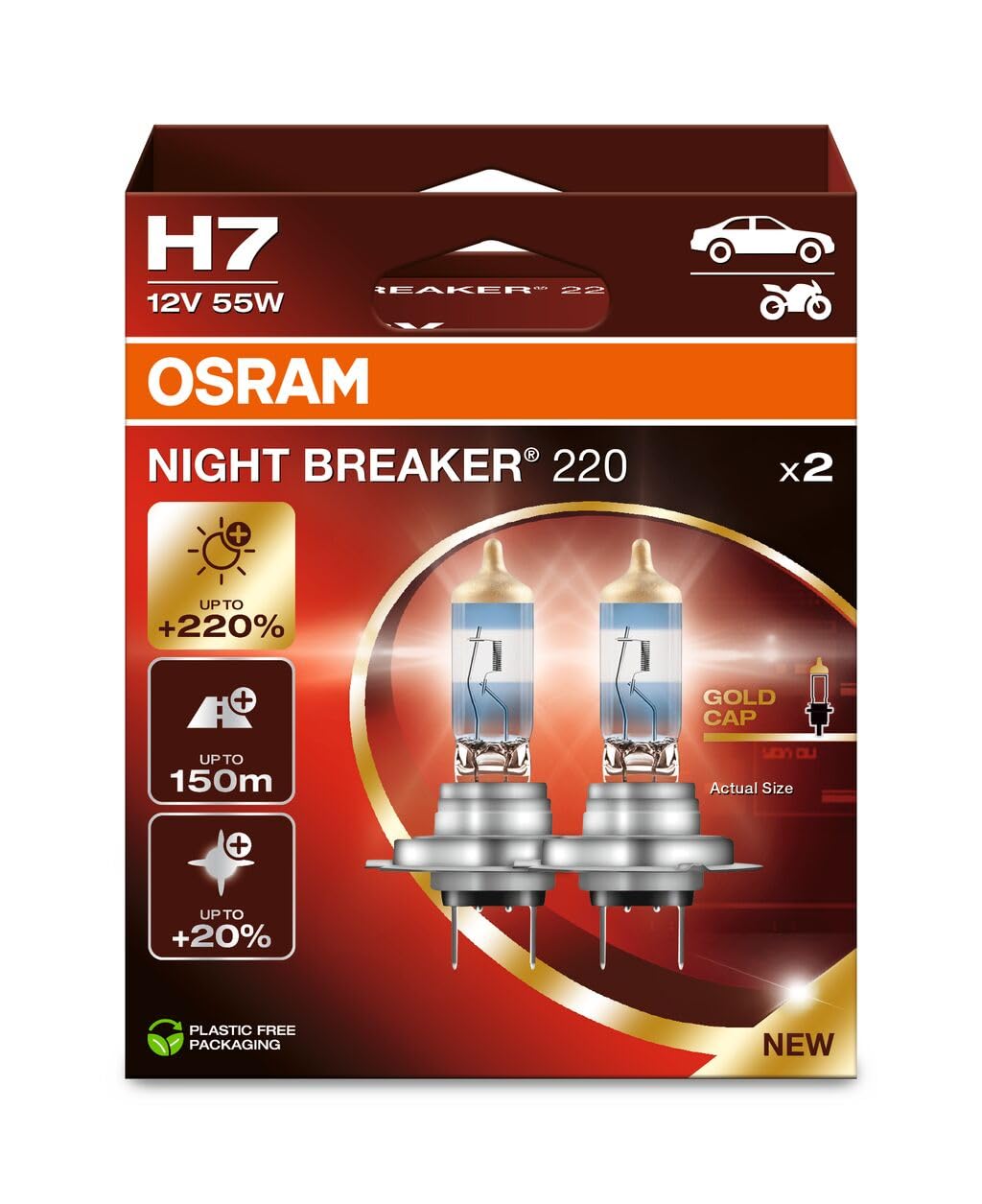 Osram NIGHT BREAKER 220 - Lampade H7 (+220% luminosità)