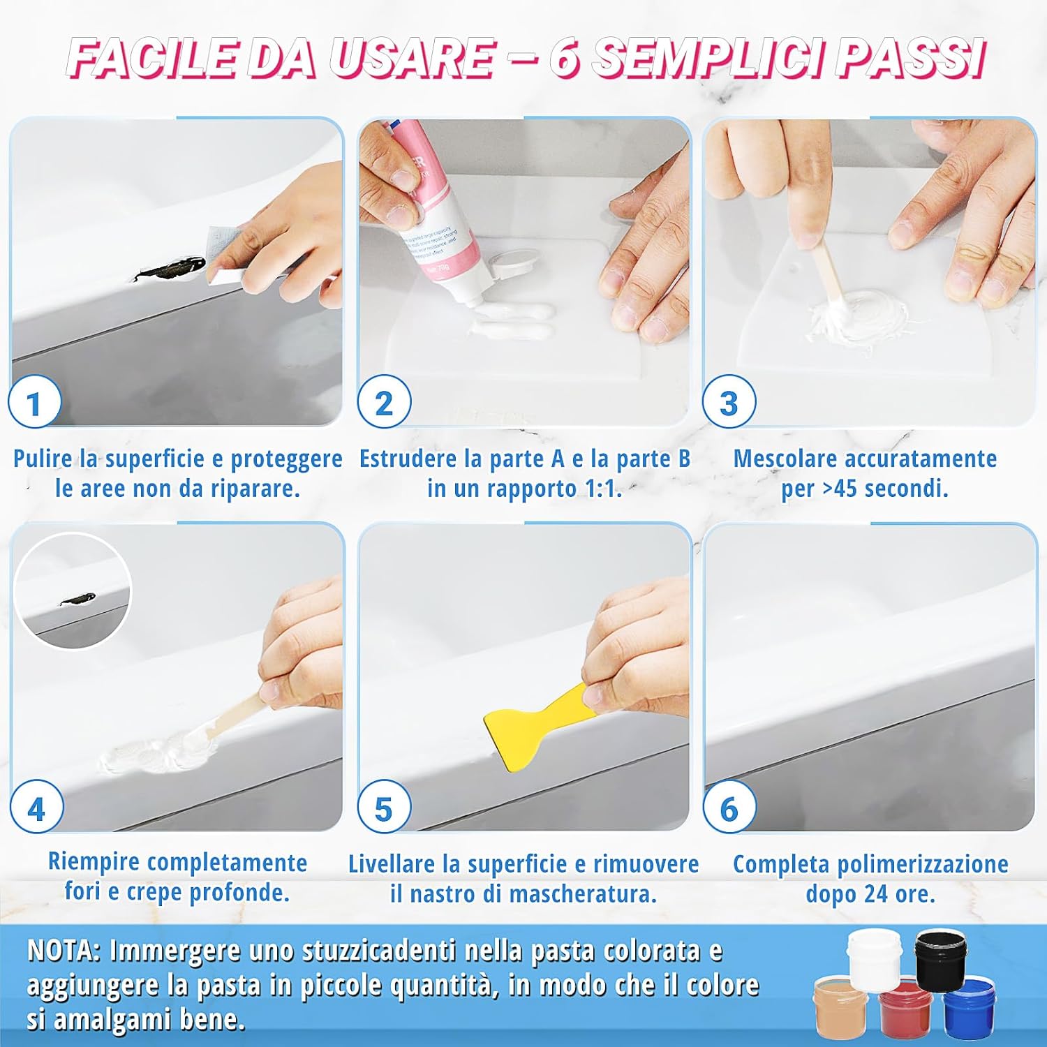 Tufinein Kit Riparazione Vasca da Bagno 140g - immagine 4