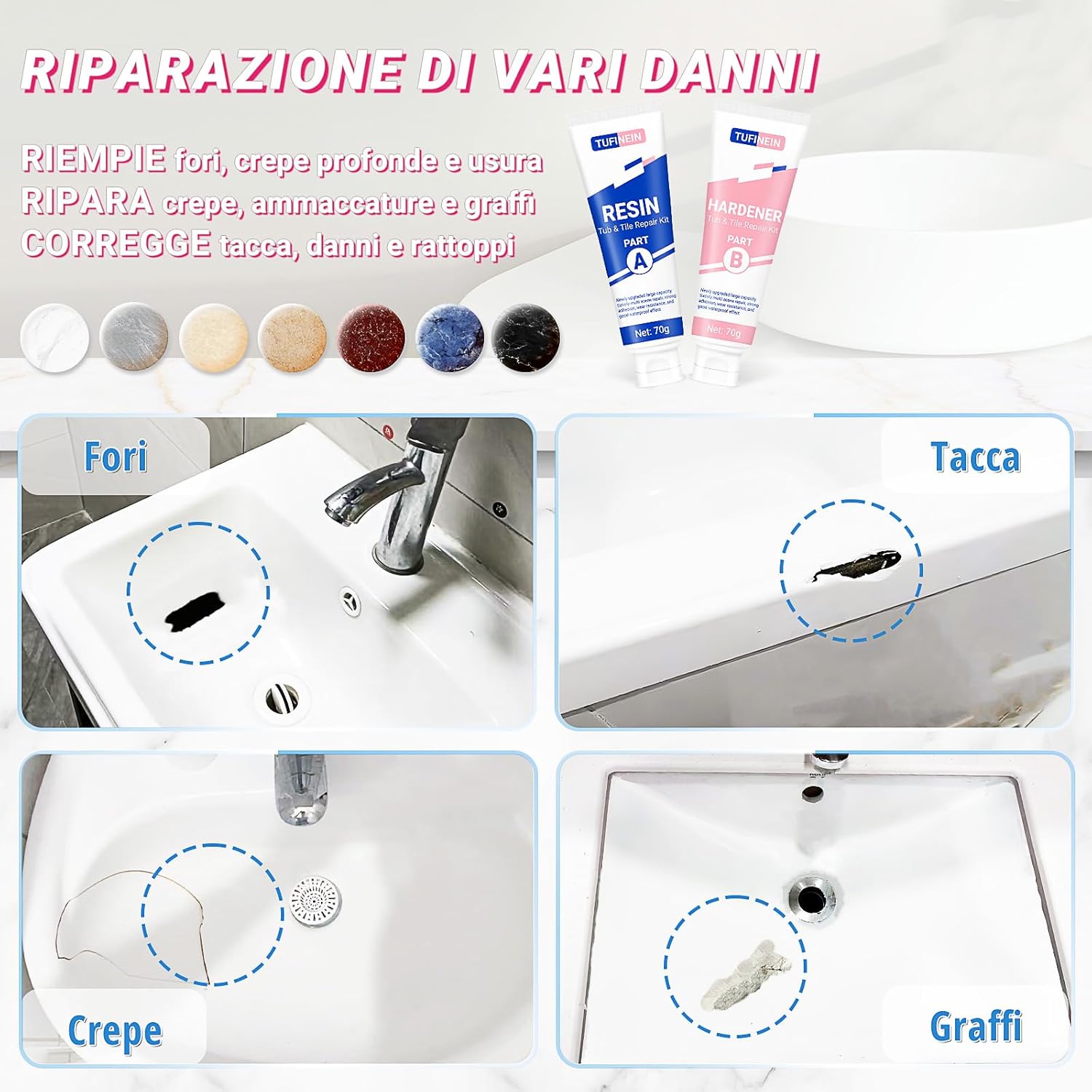 Tufinein Kit Riparazione Vasca da Bagno 140g - immagine 5