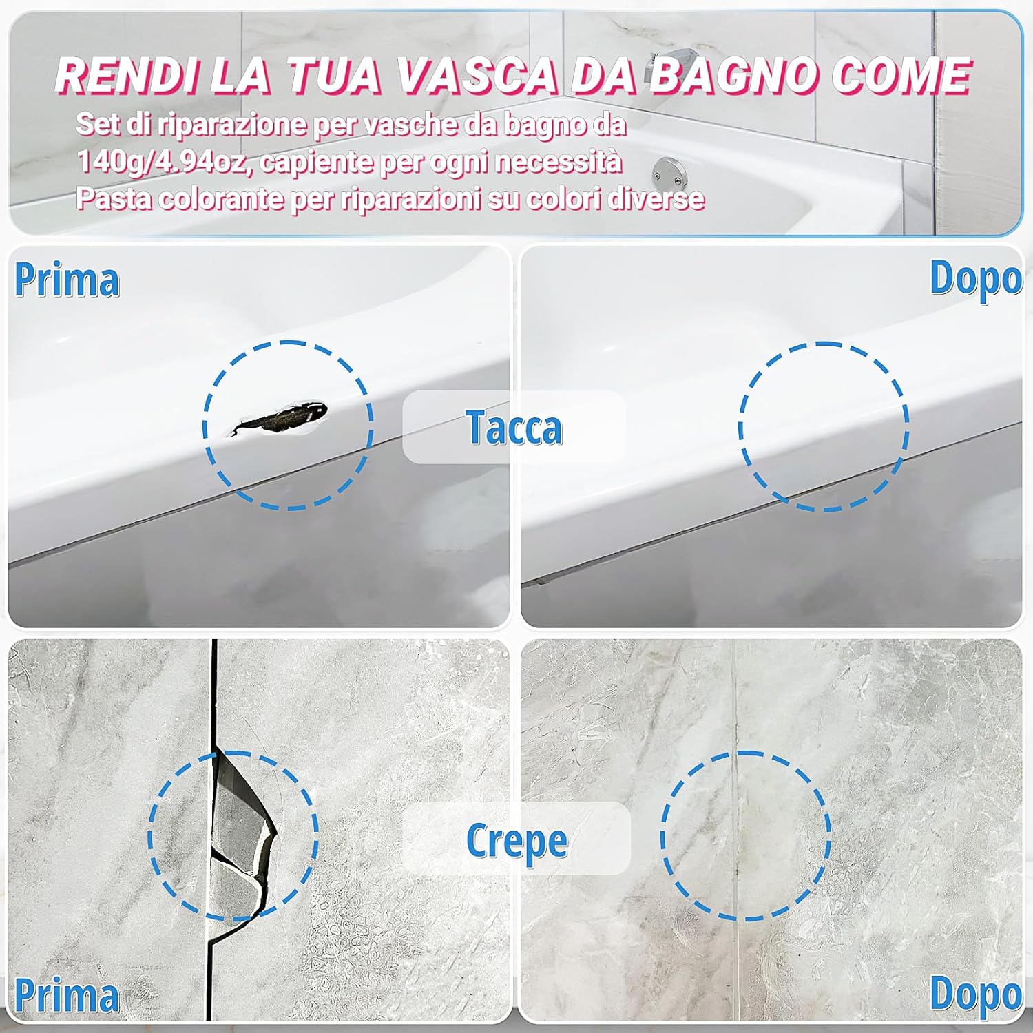 Tufinein Kit Riparazione Vasca da Bagno 140g - immagine 6