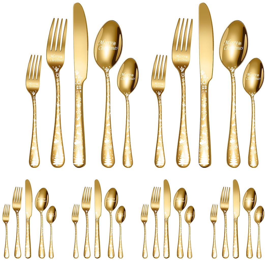 Xiaoyu Set Posate Natalizie 30 Pezzi in Acciaio Inox