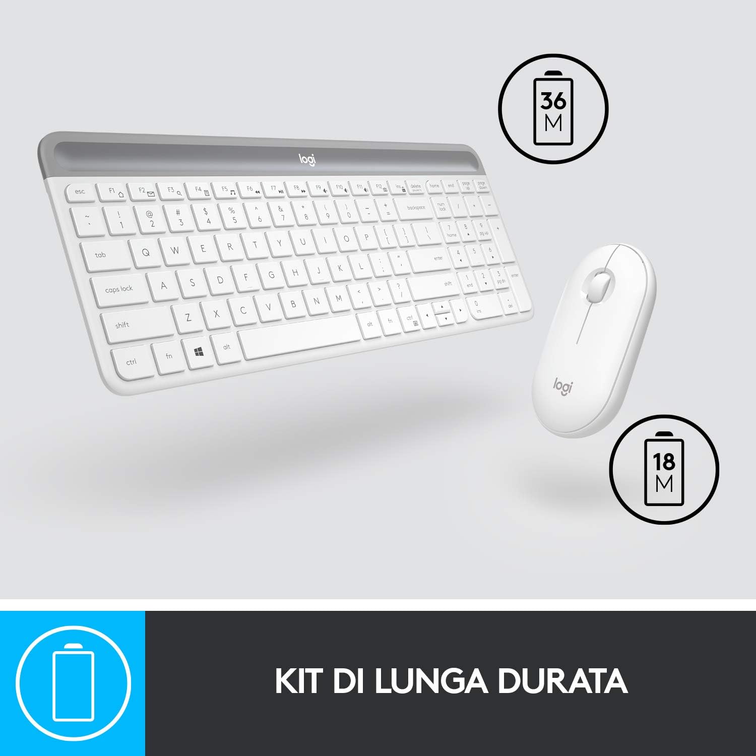 Logitech MK470 Kit Mouse e Tastiera - Bianco - immagine 5