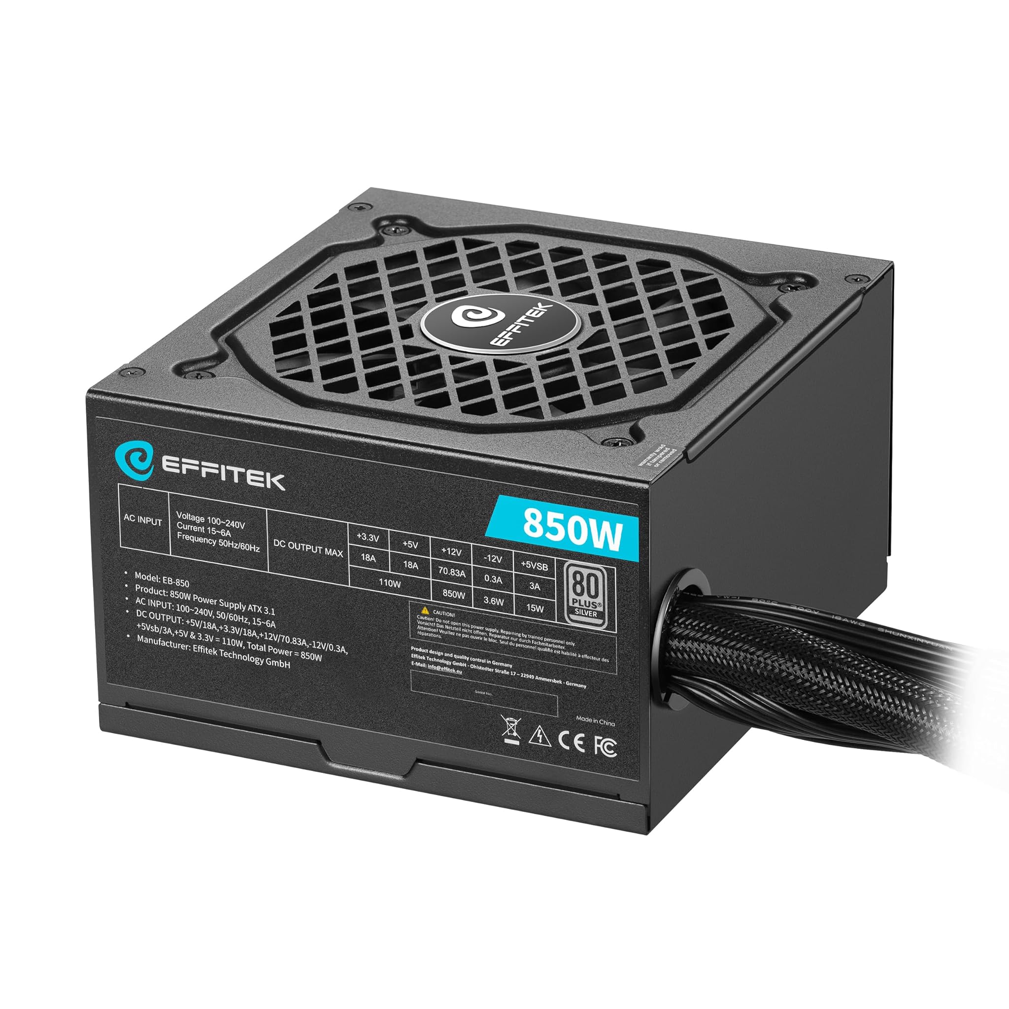 Effitek Alimentatore ATX 3.1 Gamer 850 Watt