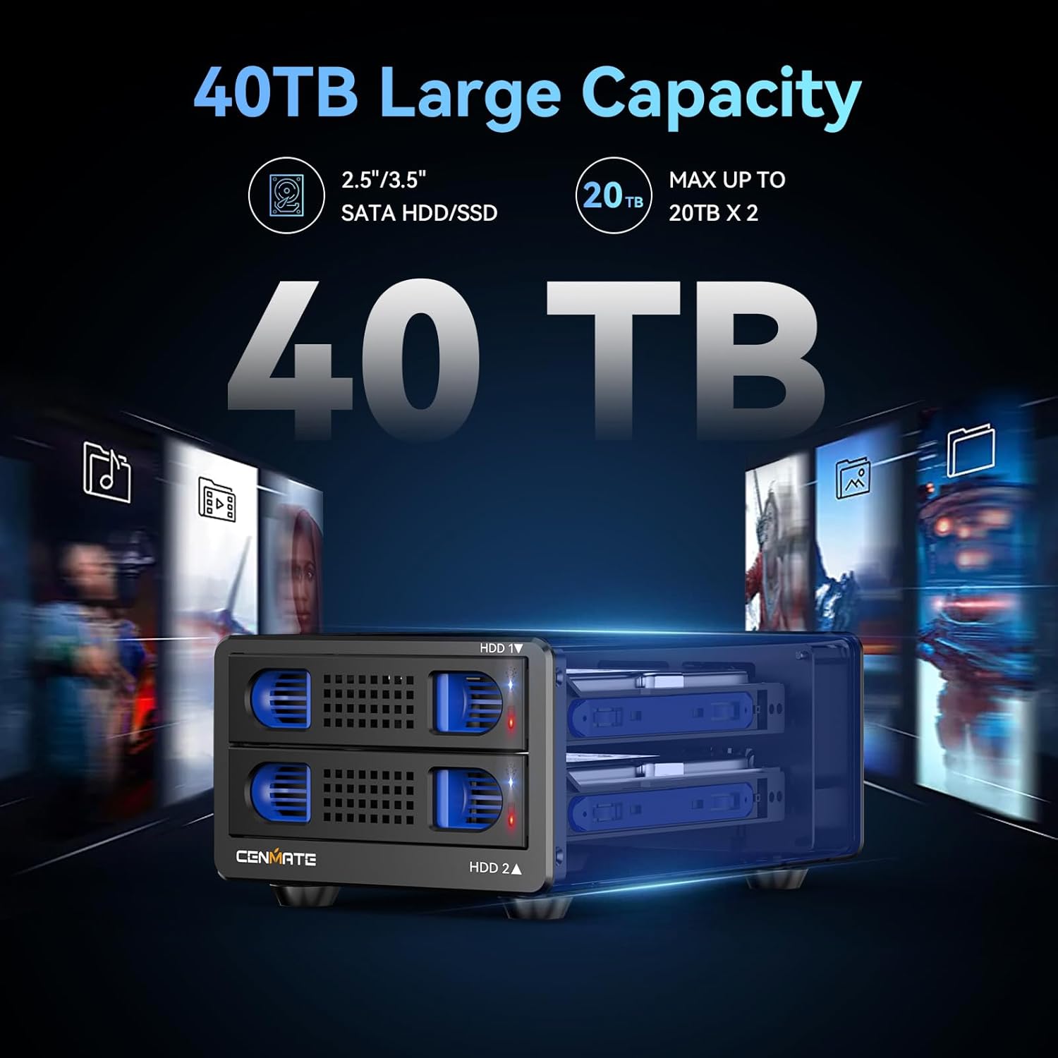 Hard Drive Enclosure 10Gbps 2 Bay con Ventola - immagine 3