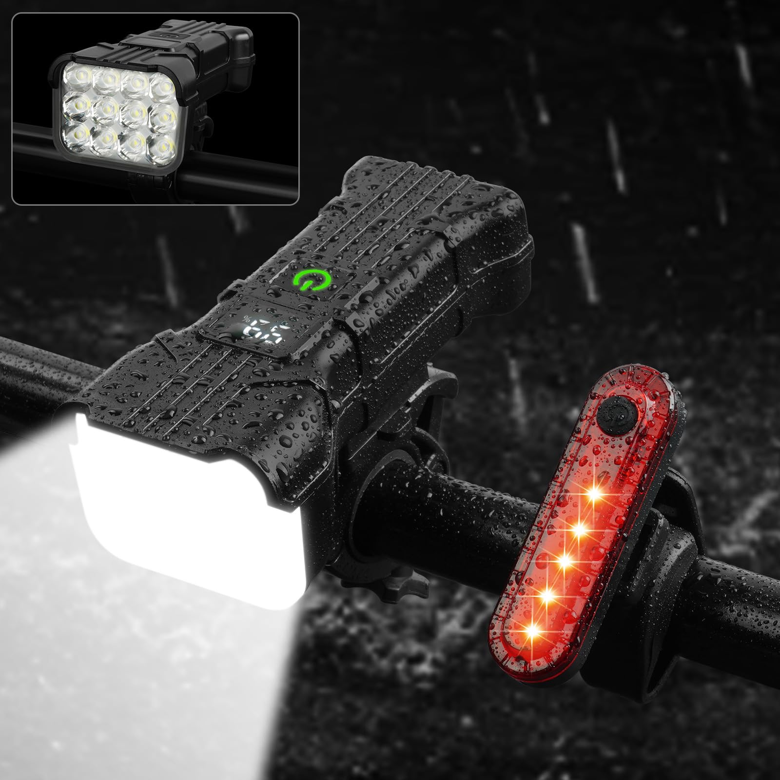 Uraqt Luci Bicicletta LED 9500 Lumen USB Ricaricabile