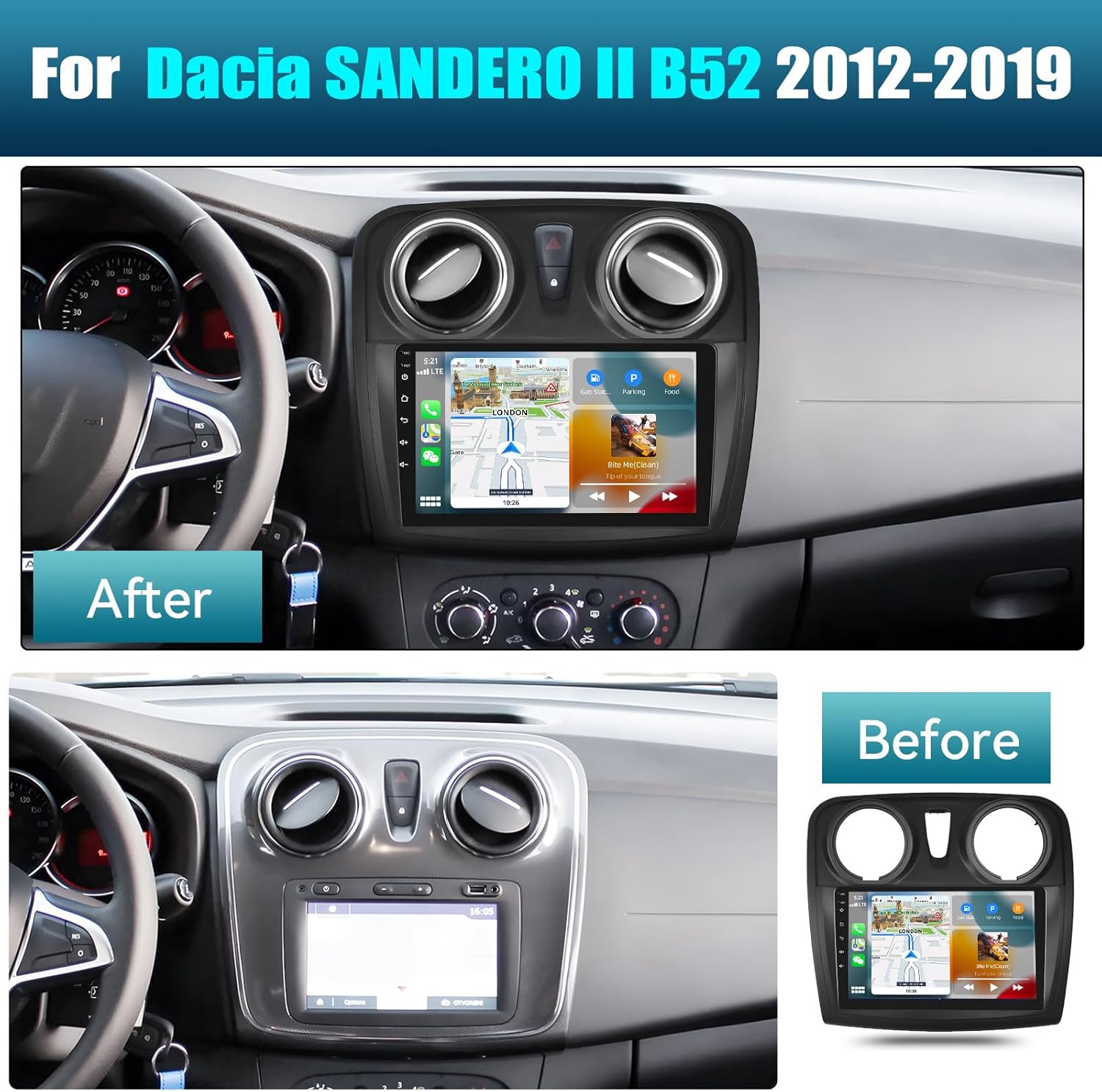 Autoradio Android 13 per Dacia SANDERO II B52 (2012-2019) - immagine 2