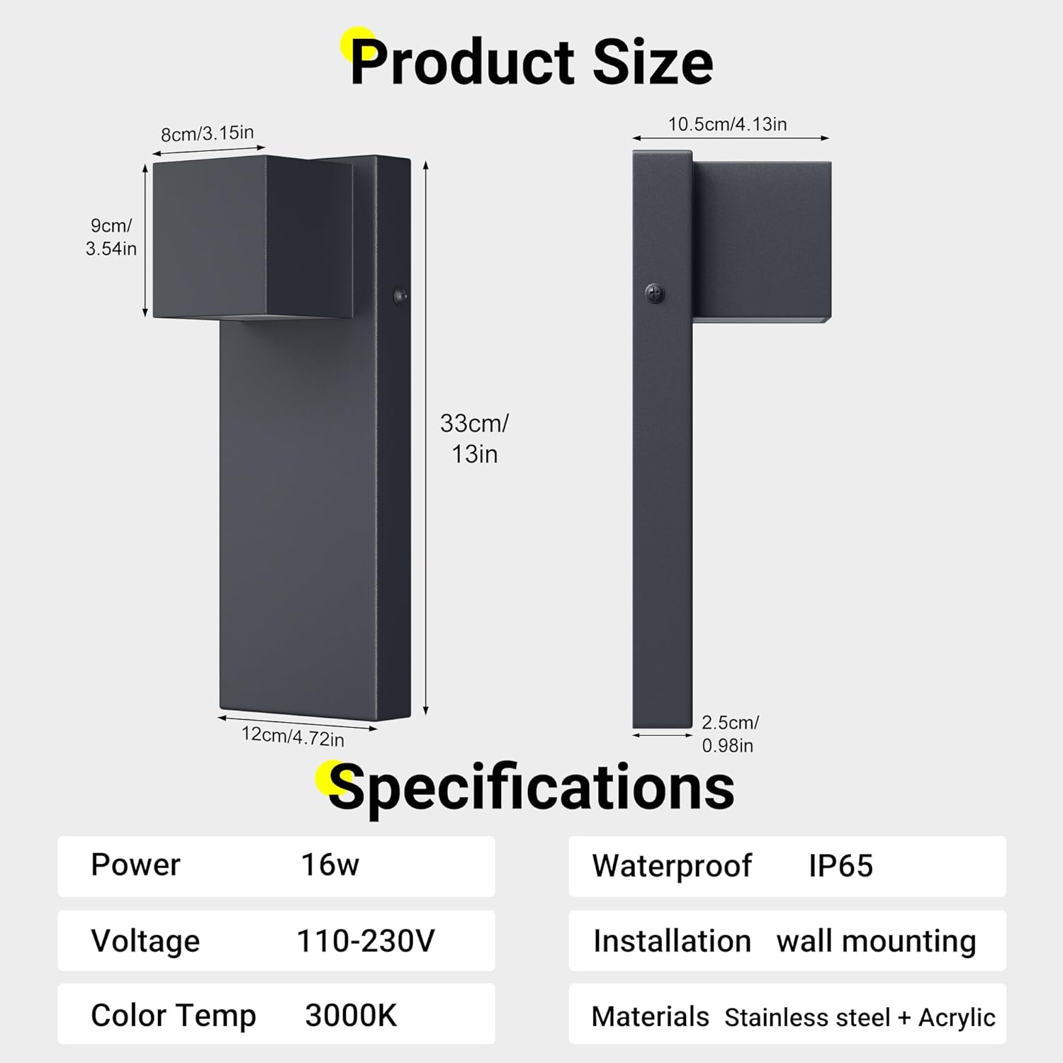 K-bright Applique LED da Esterno 16W 2 Pezzi Antracite - immagine 2