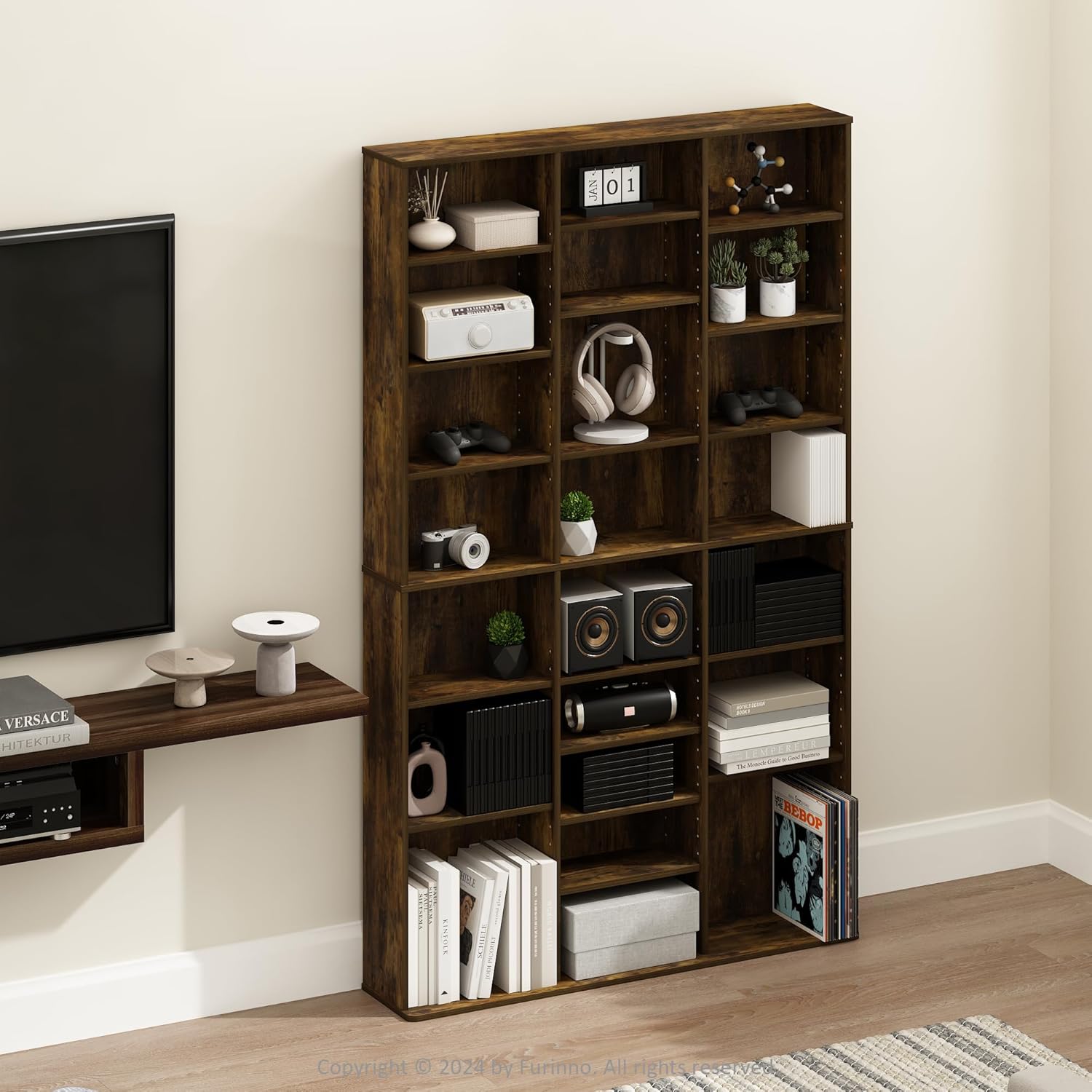 Furinno JAYA Torre Portaoggetti Multimediale 24 Ripiani - immagine 2