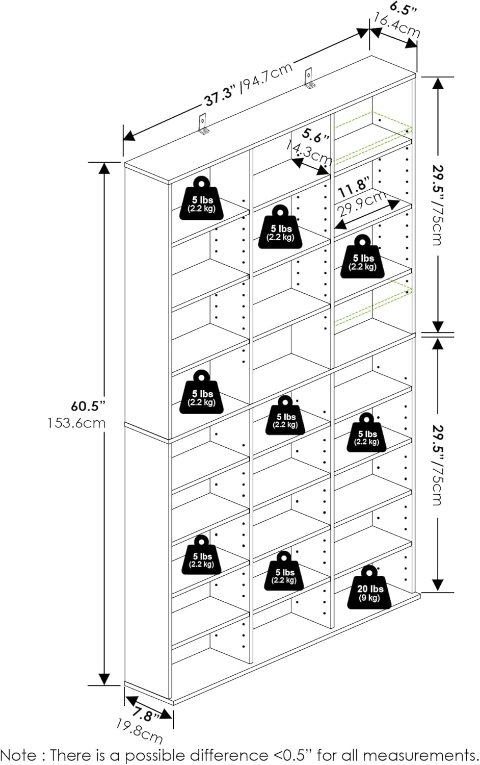 Furinno JAYA Torre Portaoggetti Multimediale 24 Ripiani - immagine 3