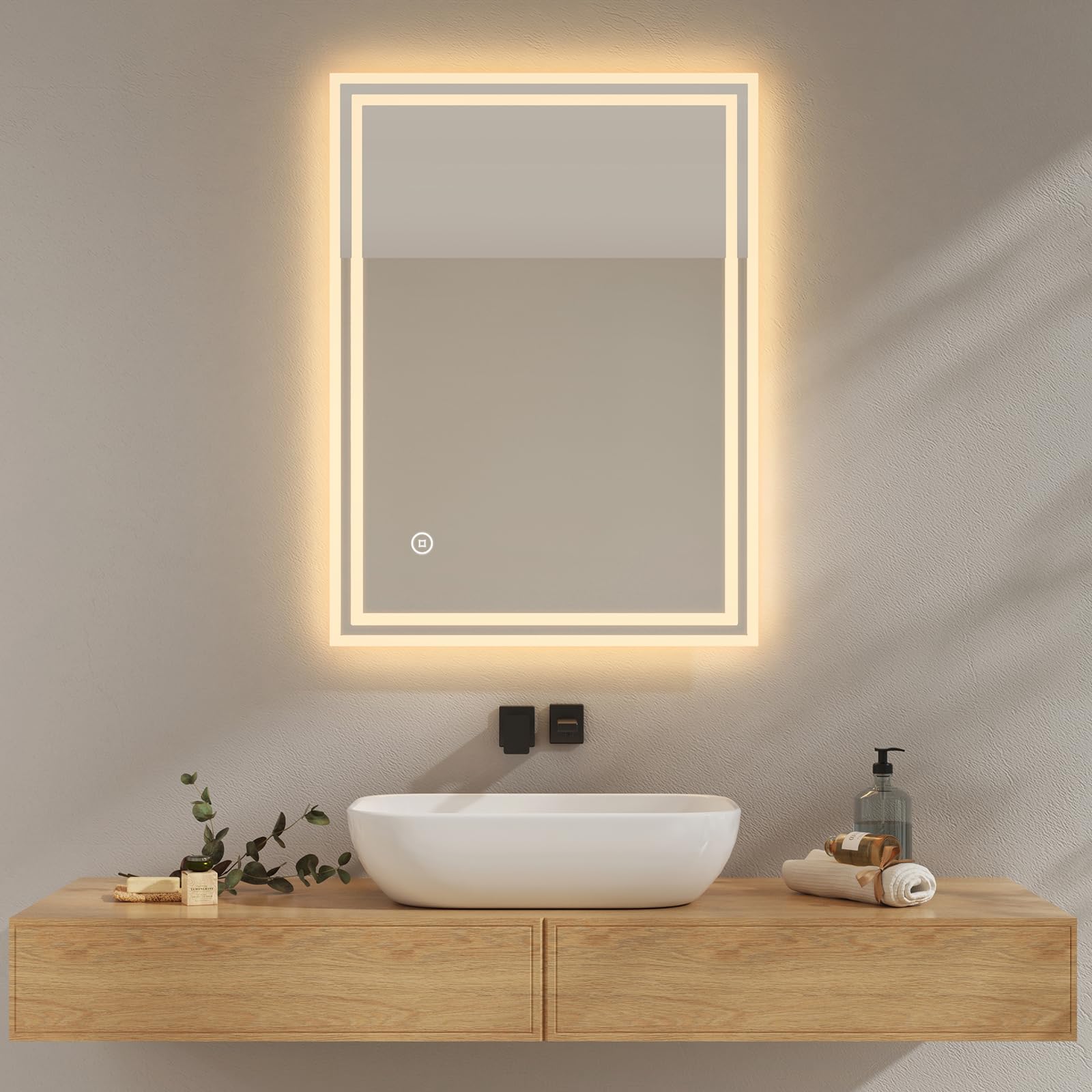 Emke Specchio Bagno con Illuminazione LED 80x60 cm