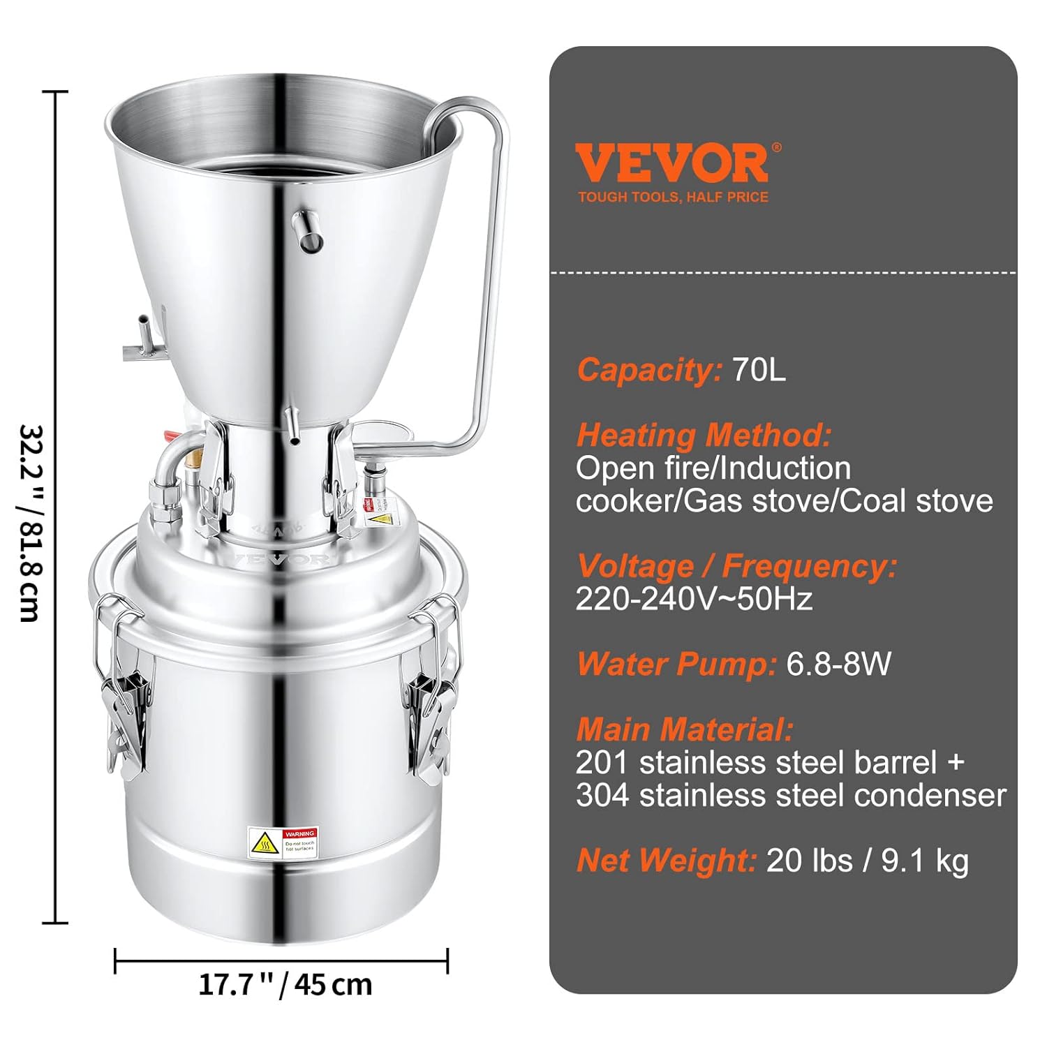 VEVOR Distillatore Alcol 70L in Acciaio Inox - immagine 8