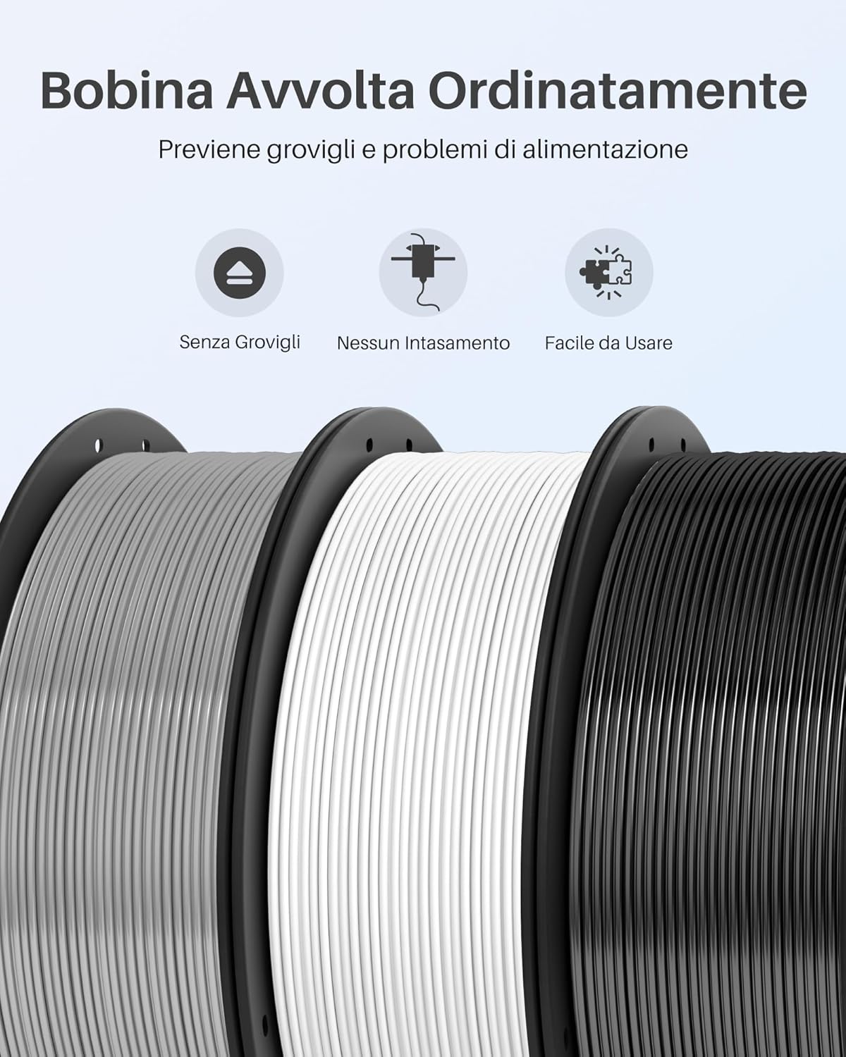 Elegoo PLA+ Filamento 1,75mm Nero 4KG - immagine 4