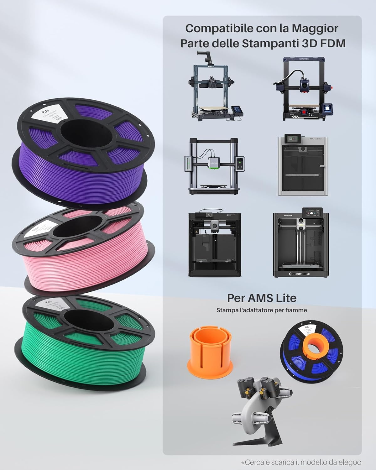 Elegoo PLA+ Filamento 1,75mm Nero 4KG - immagine 7