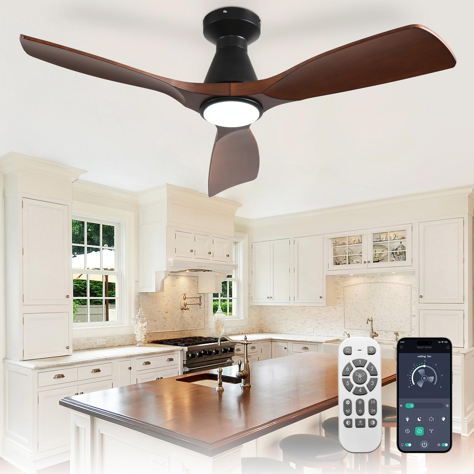 Depuley Ventilatore a Soffitto 42 pollici con Luce