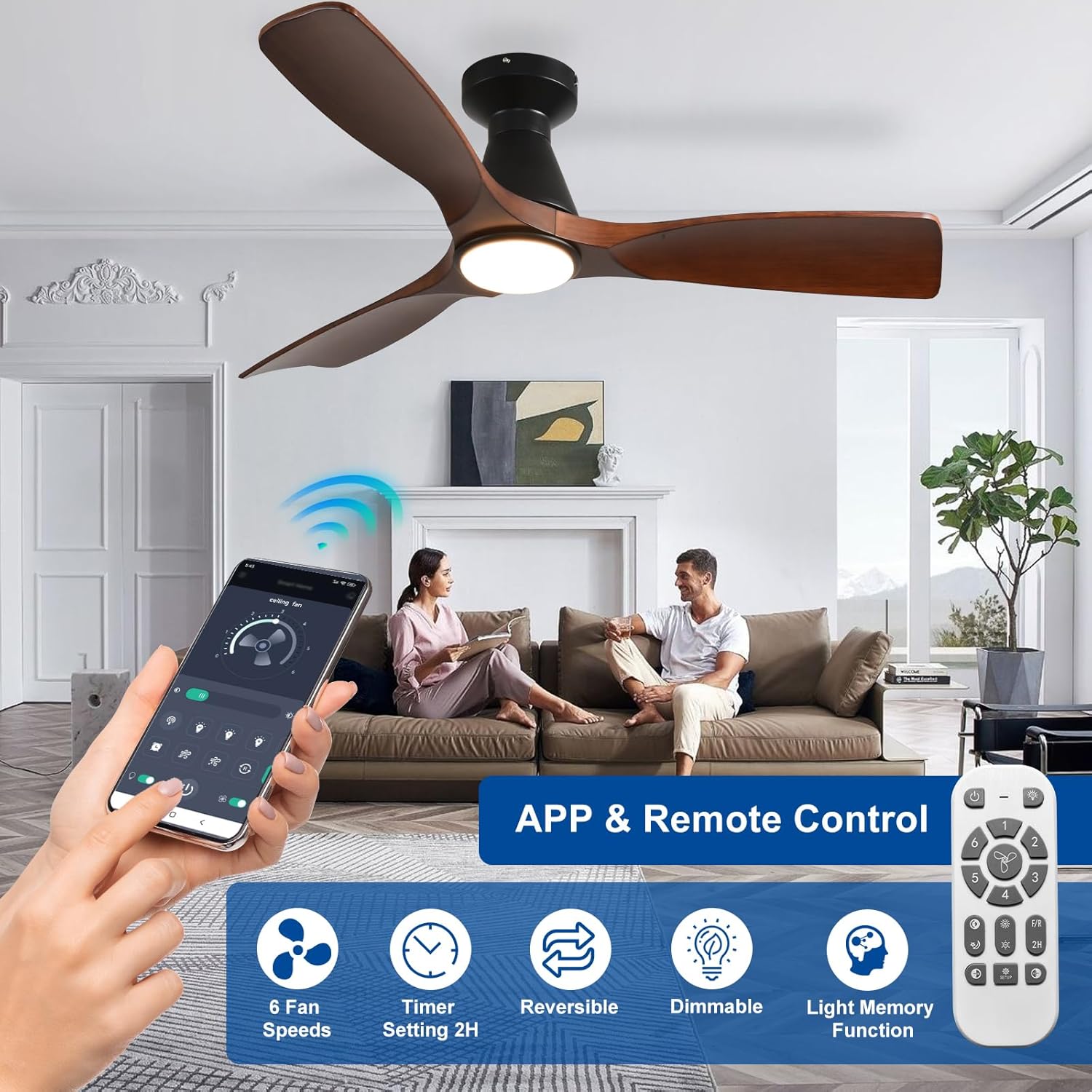 Depuley Ventilatore a Soffitto 42 pollici con Luce - immagine 2