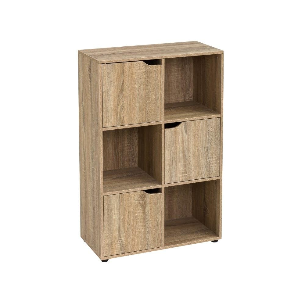 Scaffale da pavimento con 3 ante e 3 ripiani in PB in Natural