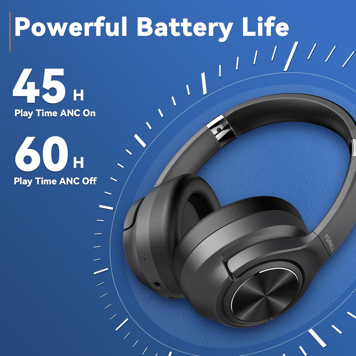 Forall U35 Cuffie Over Ear Wireless ANC 60h, Nero - immagine 4