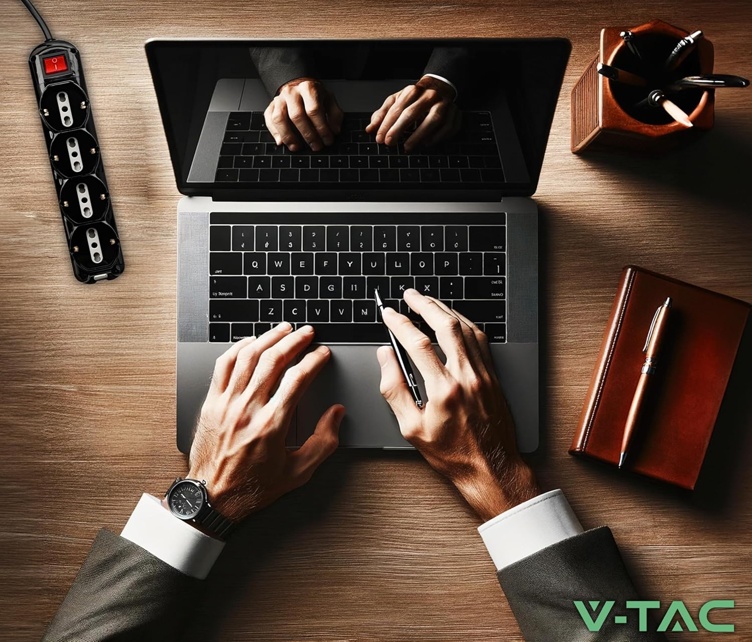 V-tac Multipresa Nera 12 Posti con Interruttore 1,5mt - immagine 6