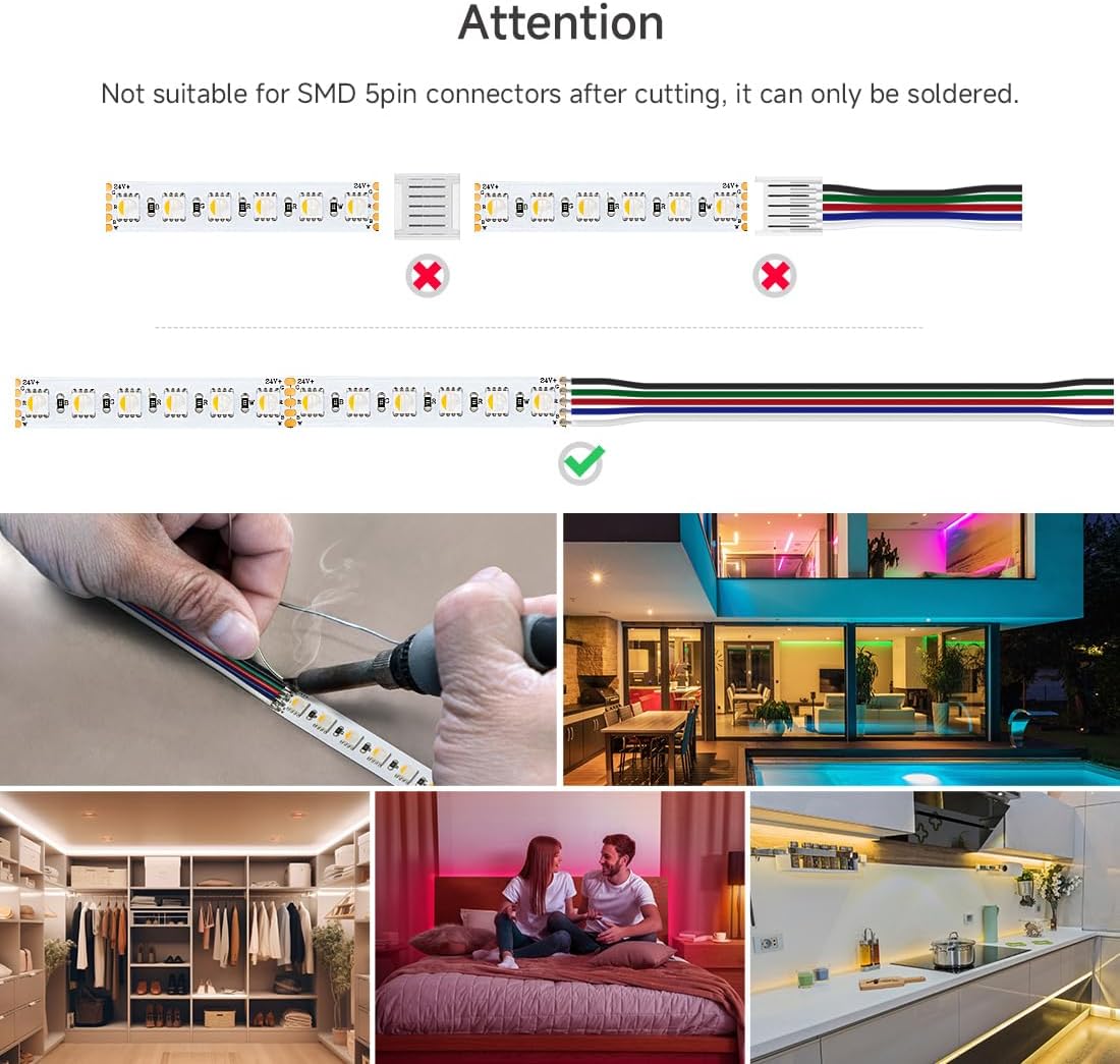 Btf-lighting Striscia LED 5050SMD RGBWW 24V 5M - immagine 6