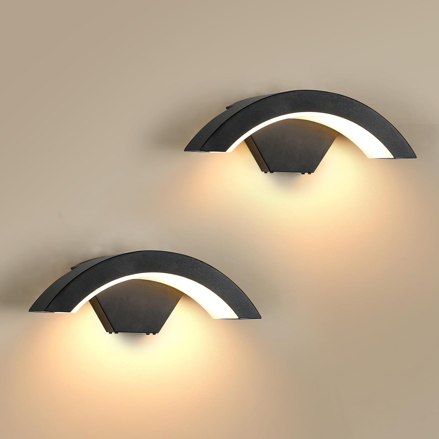 Applique da Parete Esterno 24W IP65 LED Nero 2 Pezzi - immagine 1