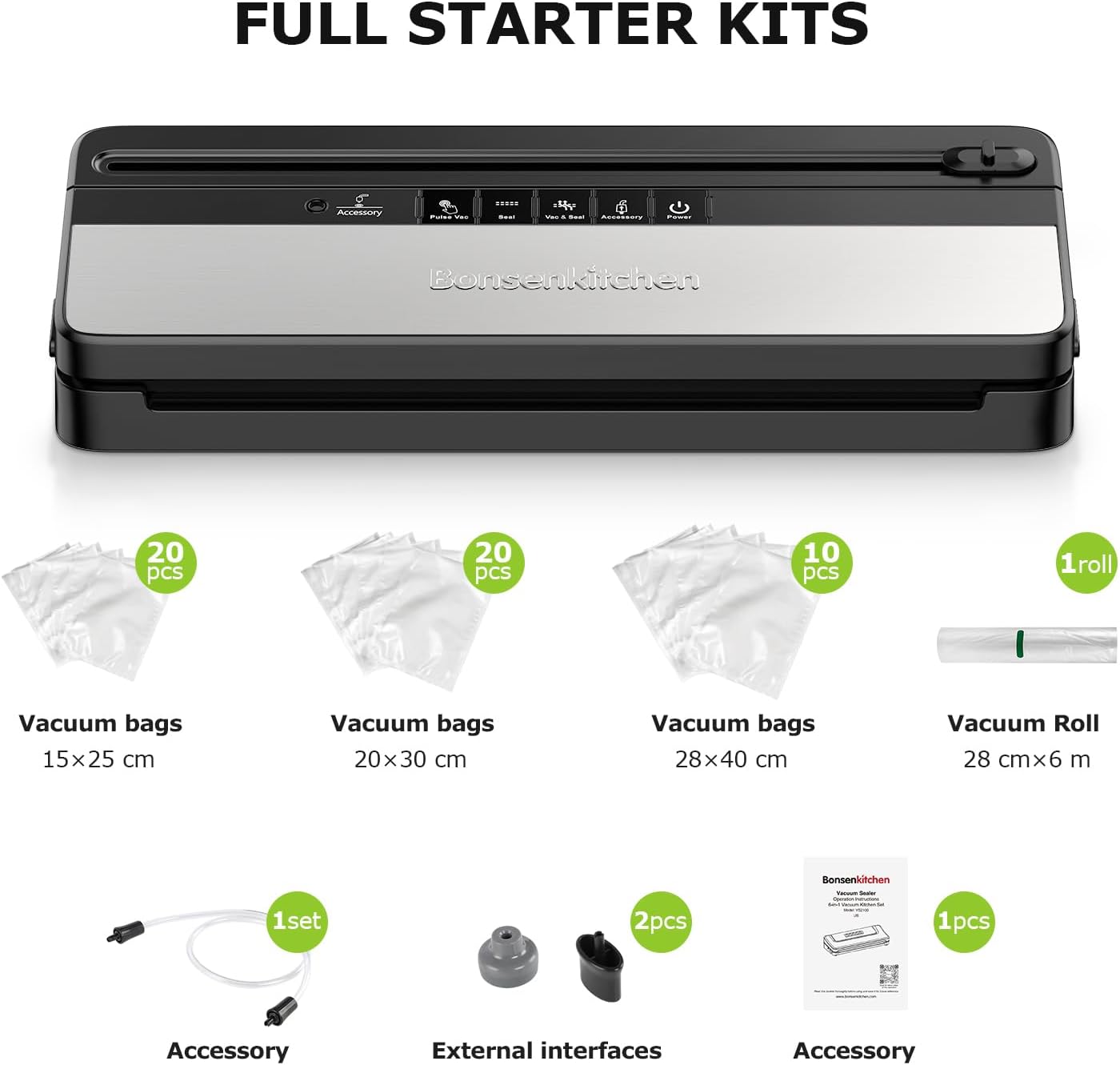 Bonsenkitchen Macchina per Sottovuoto Alimenti VS3016 - immagine 7