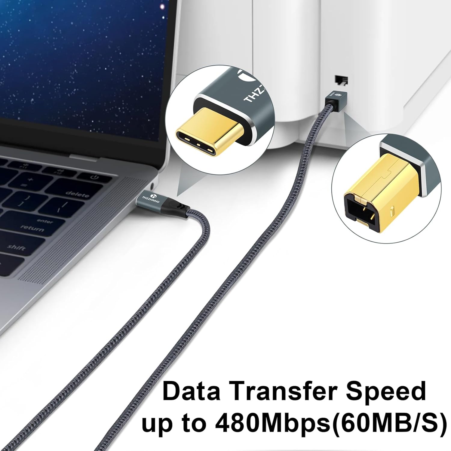 Thzzhnno Cavo da USB B a USB C 1M - immagine 5