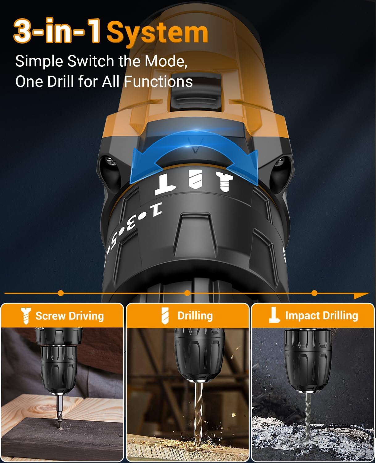 Jygmpro Trapano Avvitatore Batteria 21V, 2 Batterie 2.0Ah - immagine 3
