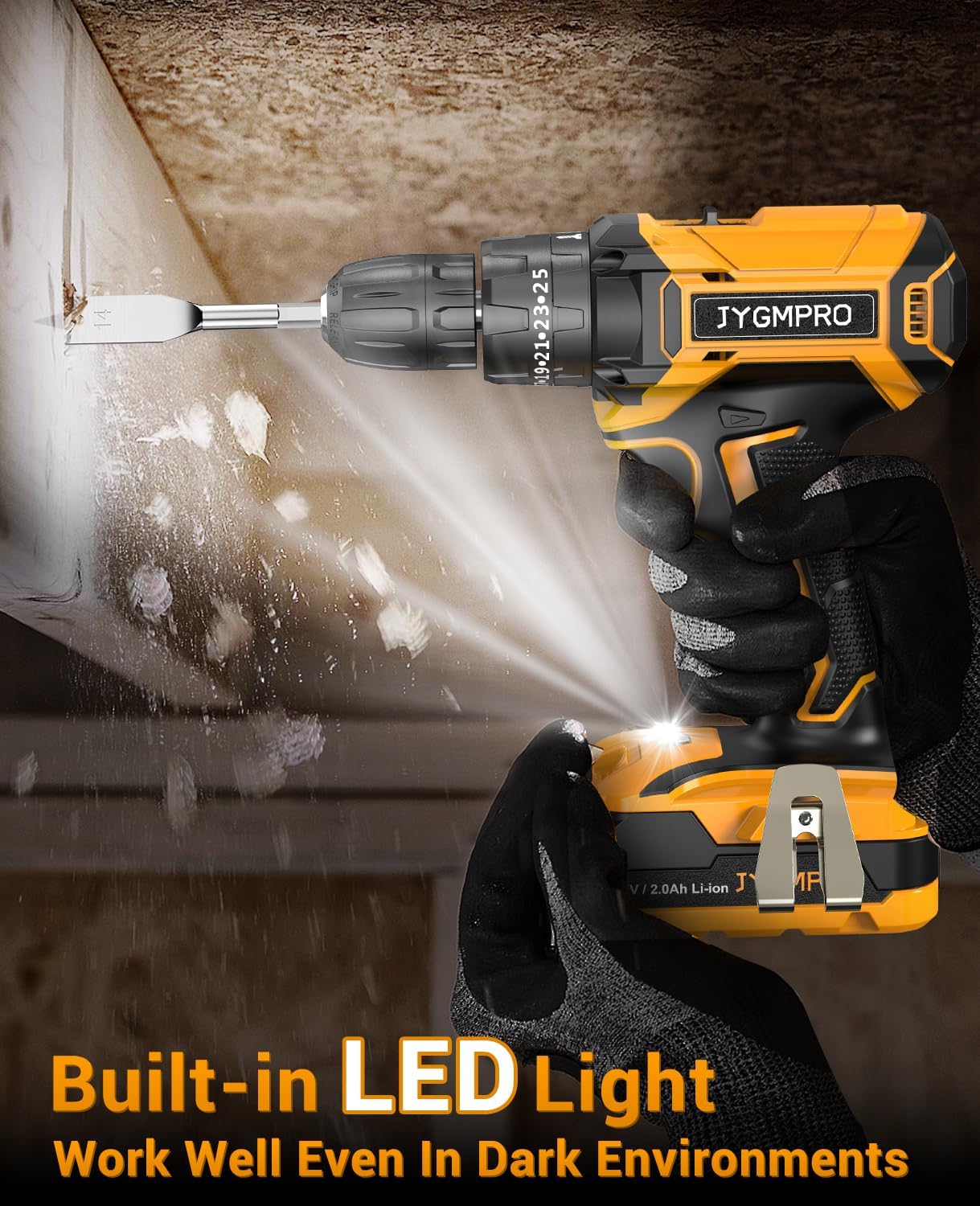 Jygmpro Trapano Avvitatore Batteria 21V, 2 Batterie 2.0Ah - immagine 6