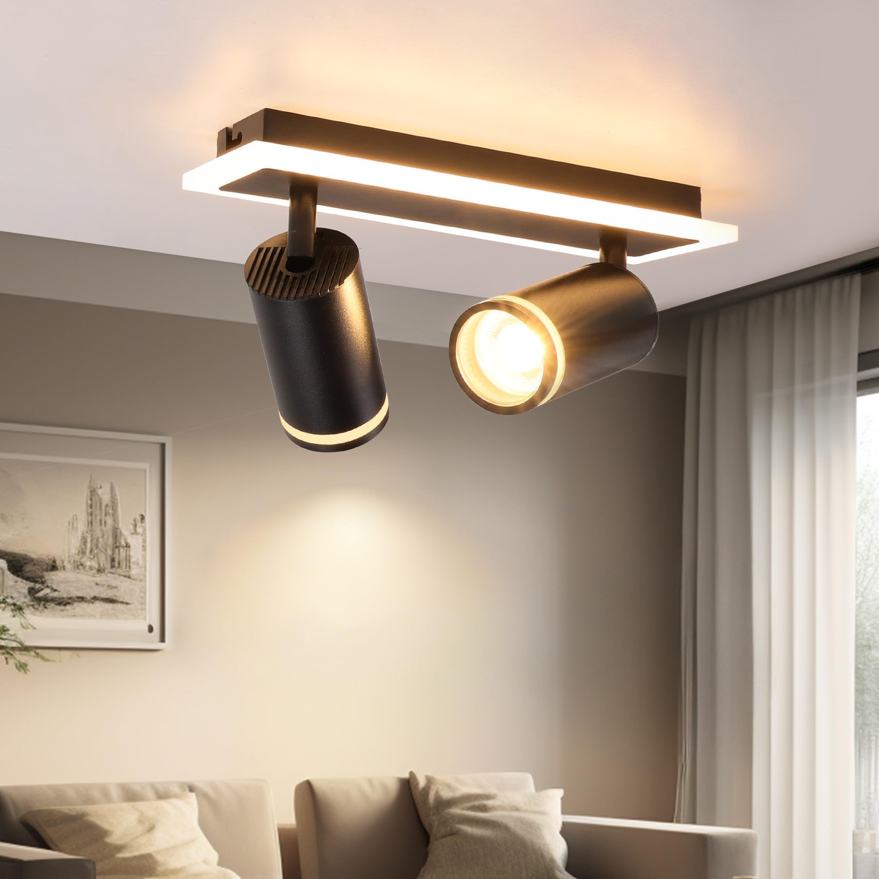 Uring Faretti Soffitto Orientabili 2 Luci 8W+2x5W GU10