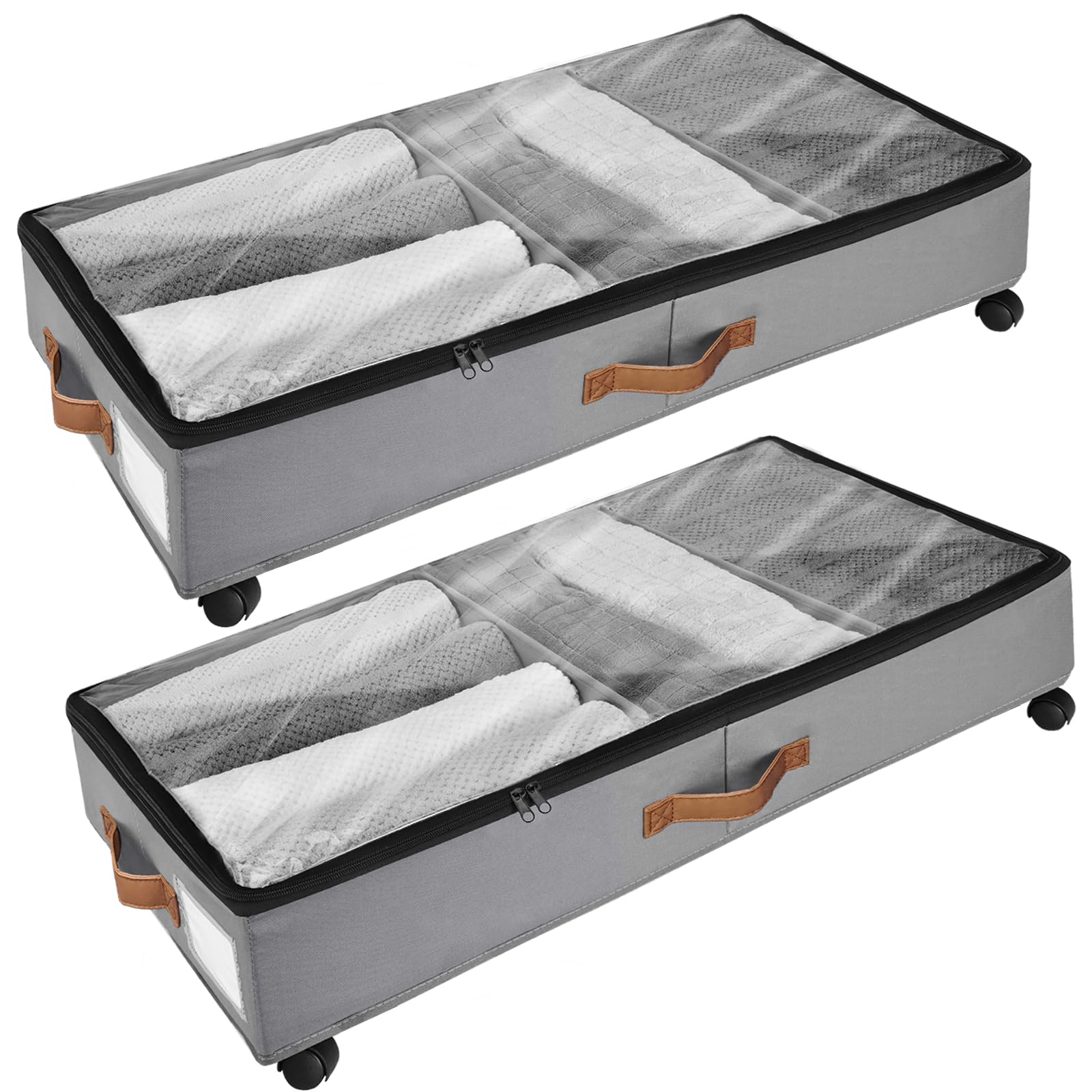 Contenitori Sottoletto con Telaio Metallo e Ruote (2 Pezzi)