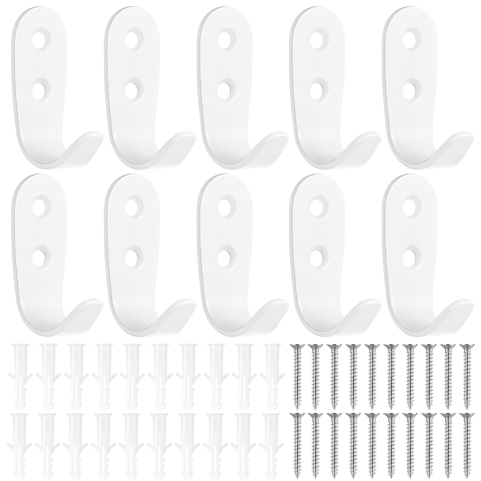 10 Pz Attaccapanni da Muro, Ganci Appendiabiti da Parete, Ganci da Parete in Metallo bianco per Appendere Abiti Chiavi Cappelli Asciugamani Borse Accappatoi Camera da Letto Cucina Bagno (Piccola)
