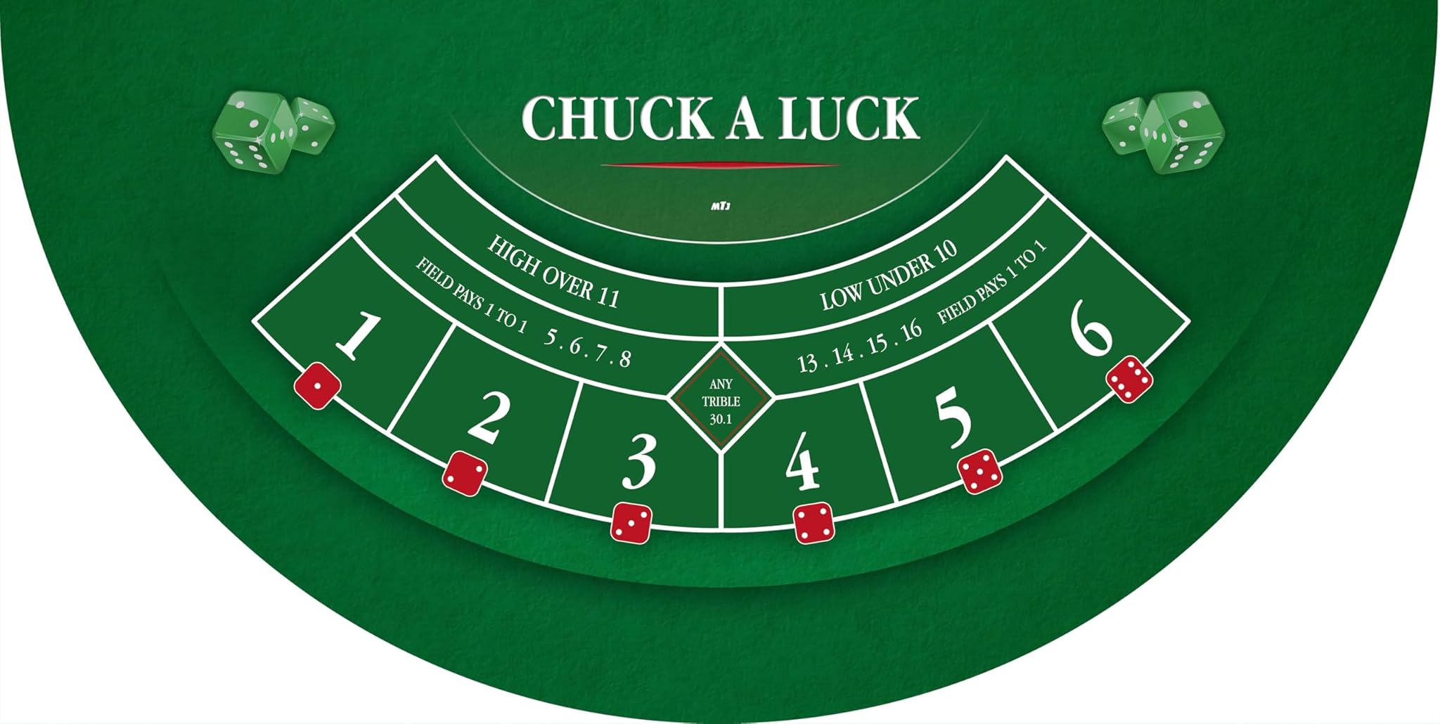 MTJ® Chuck a Luck, tappeto da casinò 140 x 70 cm, in neoprene jersey (verde)