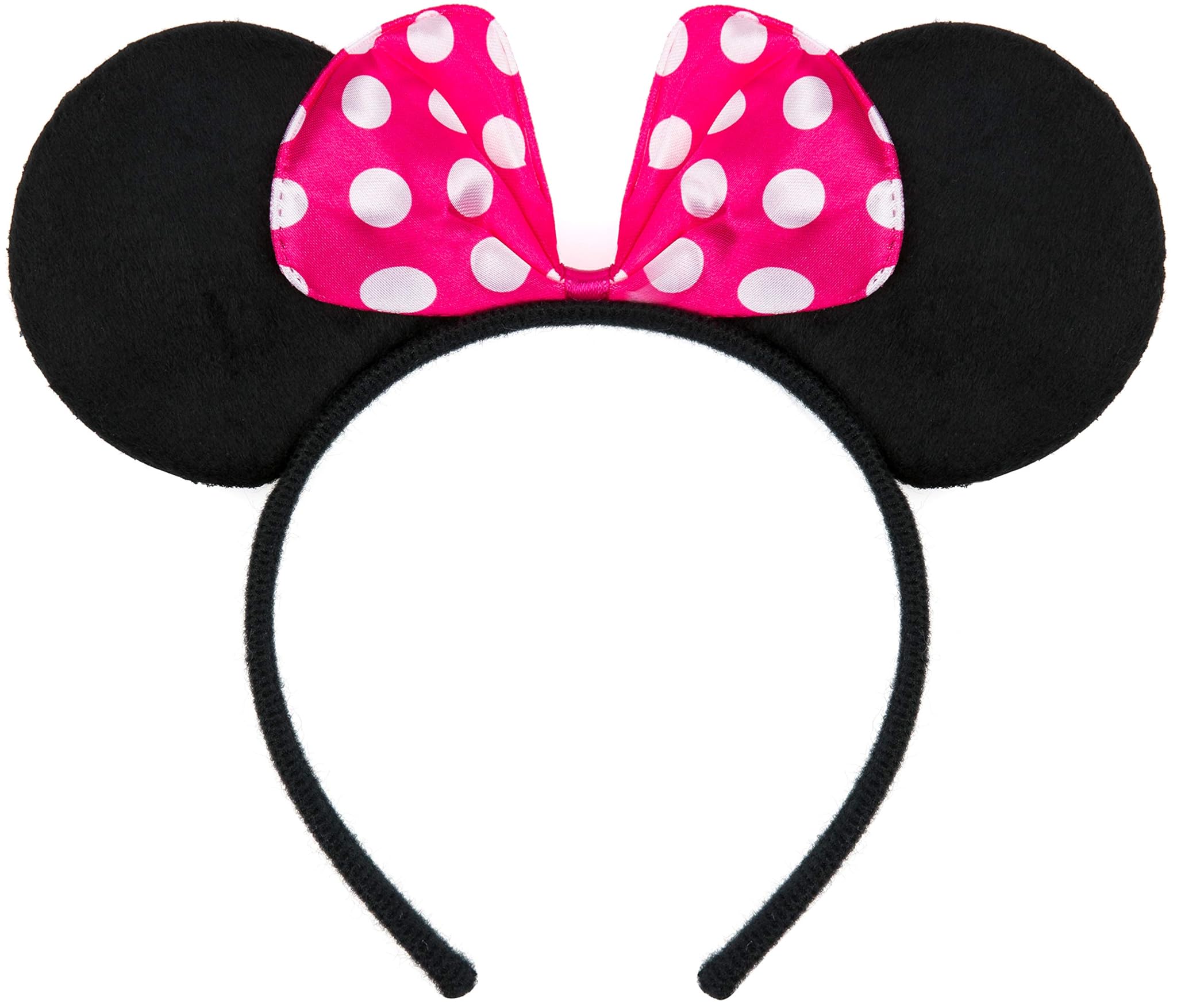 BALINCO Cerchietto per capelli nero con orecchie da topo Mouse con fiocco rosa a pois bianchi per bambini e adulti