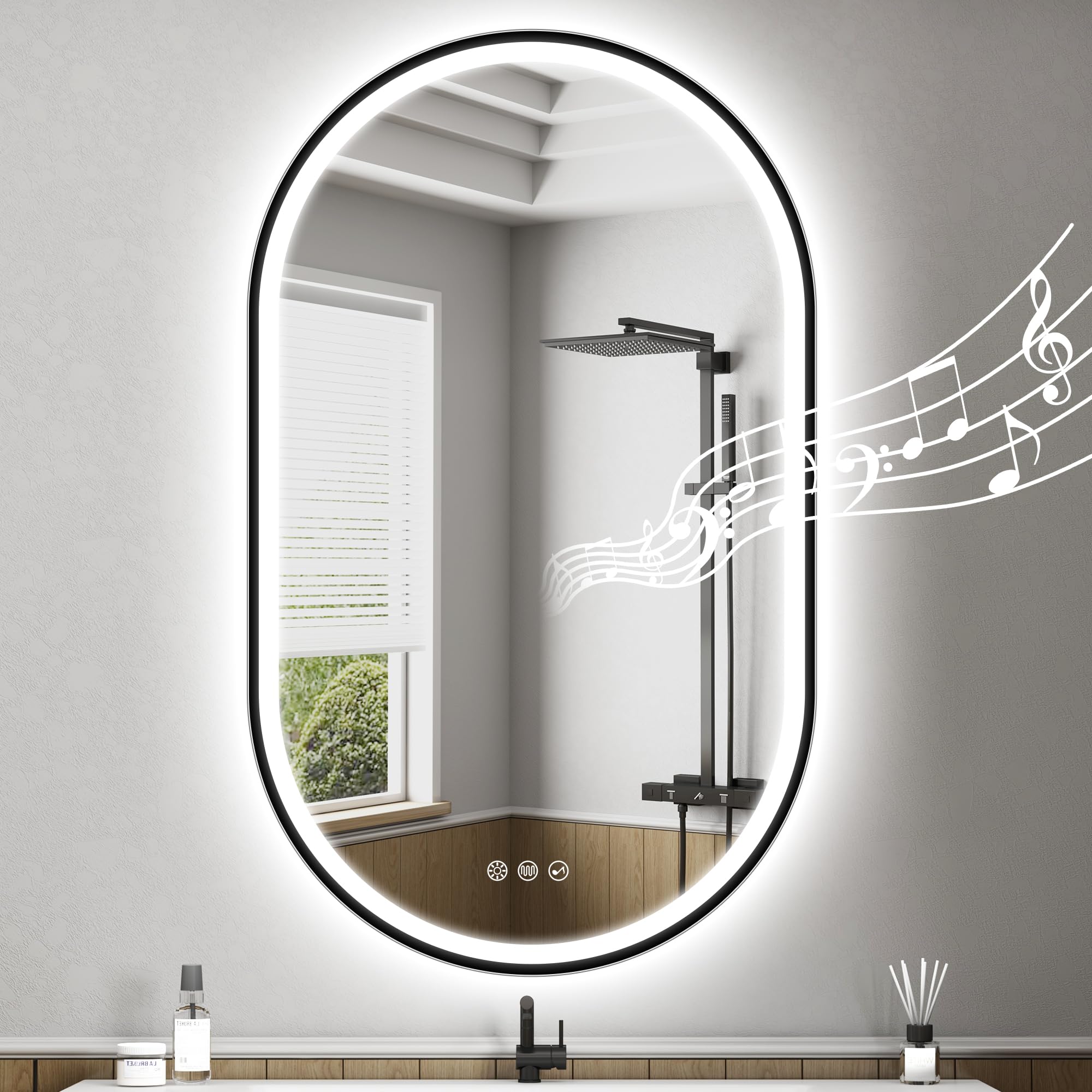 Starlead Specchio Bagno LED Ovale 100x60cm, Nero